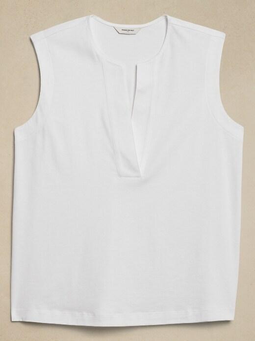 Premium Cotton Split-Neck Shell Product Image