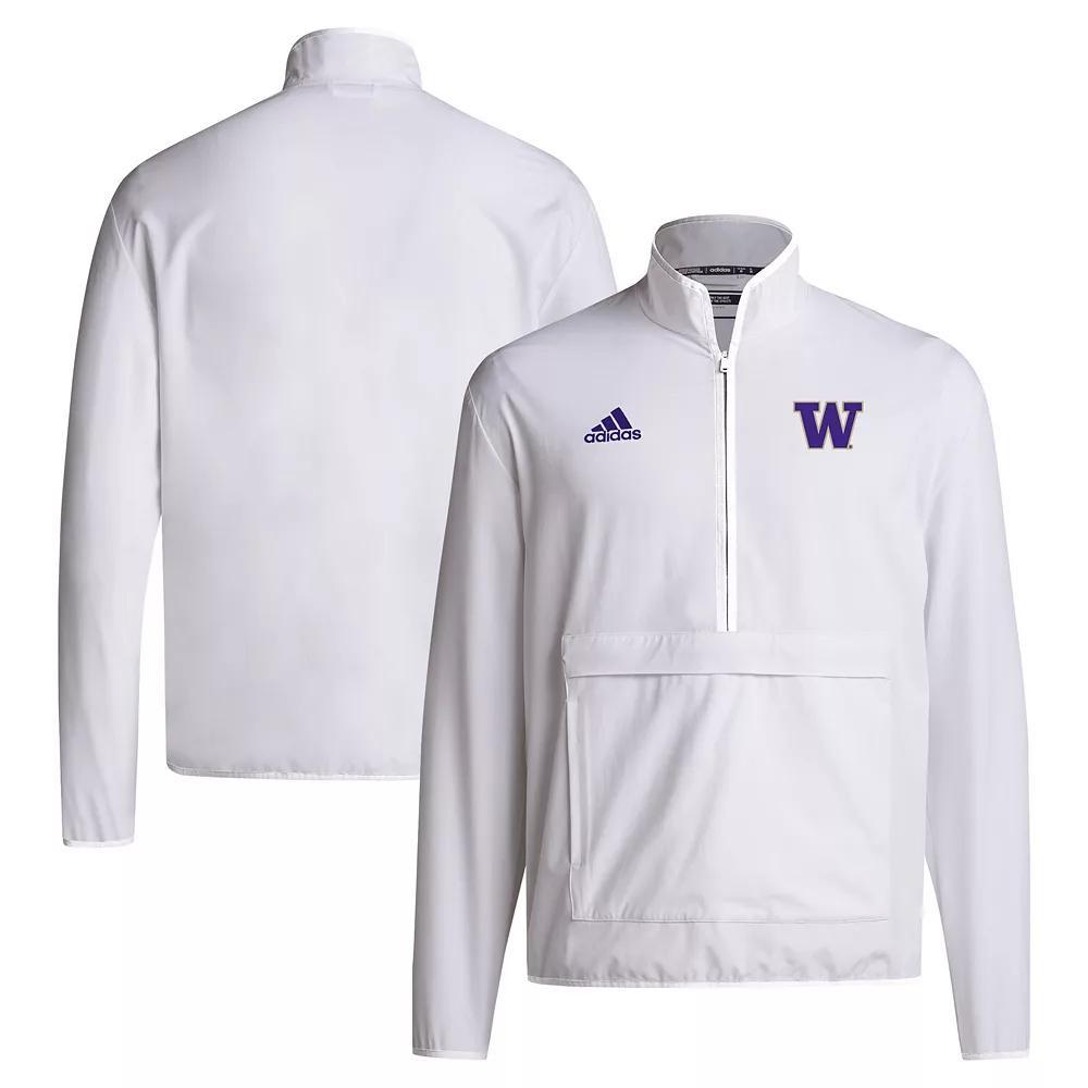 Men's adidas White Washington Huskies 2024 Coaches Sideline Half-Zip Jacket, Size: Small Product Image