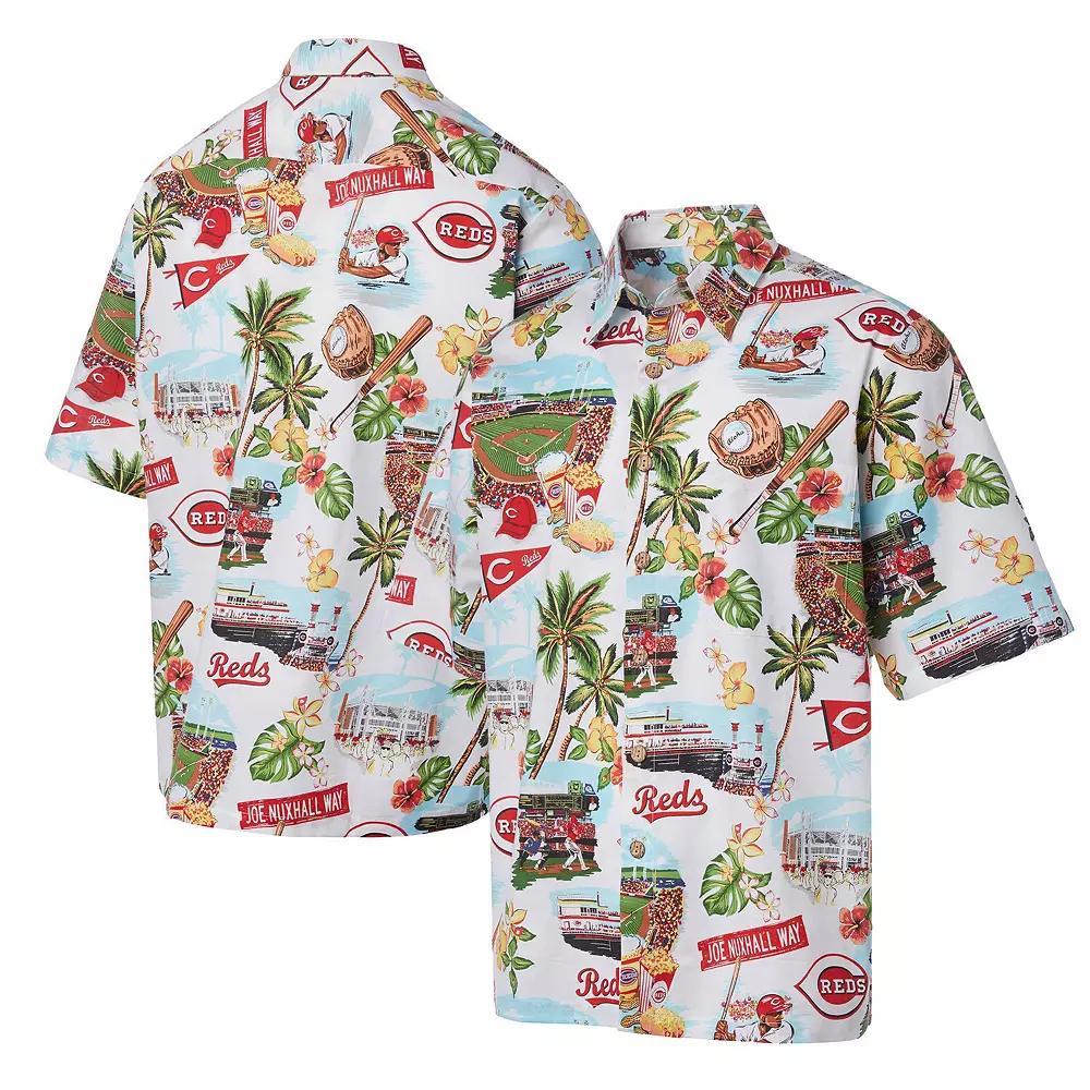 Men's Reyn Spooner White Cincinnati Reds Scenic Button-Up Shirt,  Product Image