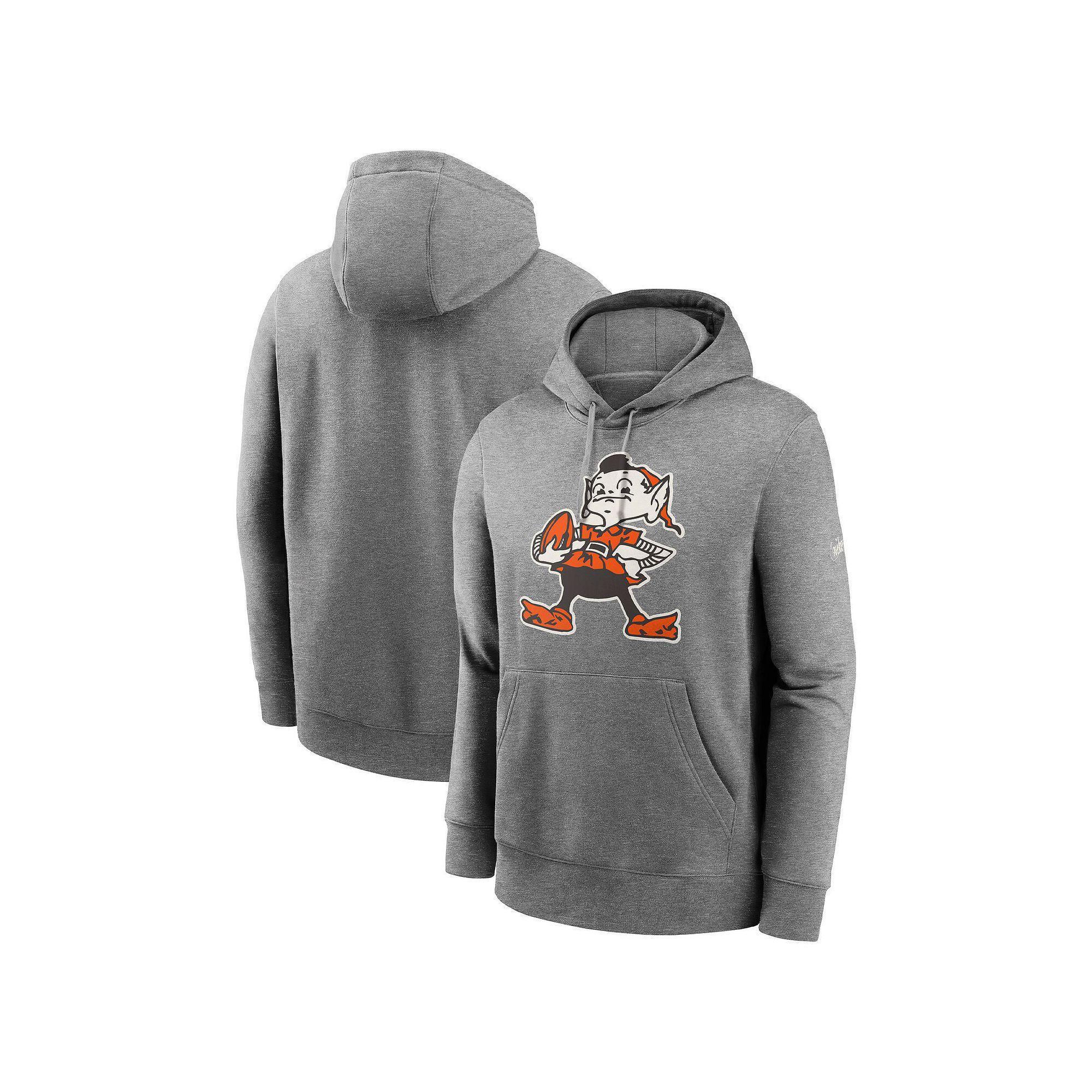 Men's Nike Heathered Gray Cleveland Browns Rewind Club Fleece Pullover Hoodie, Size: 2XL, Grey Product Image