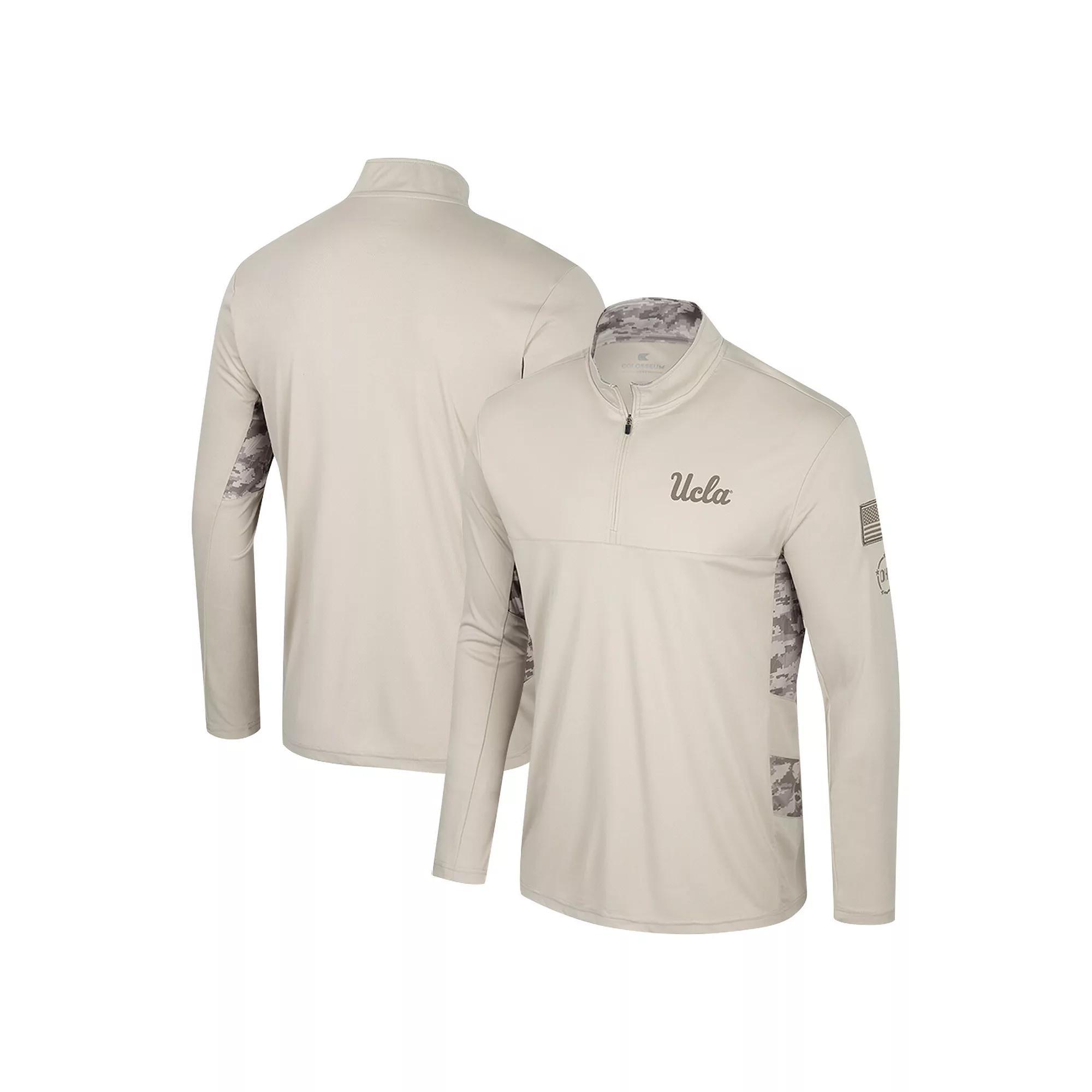 Men's Colosseum Natural Washington State Cougars OHT Military Appreciation Quarter-Zip Jacket,  Product Image