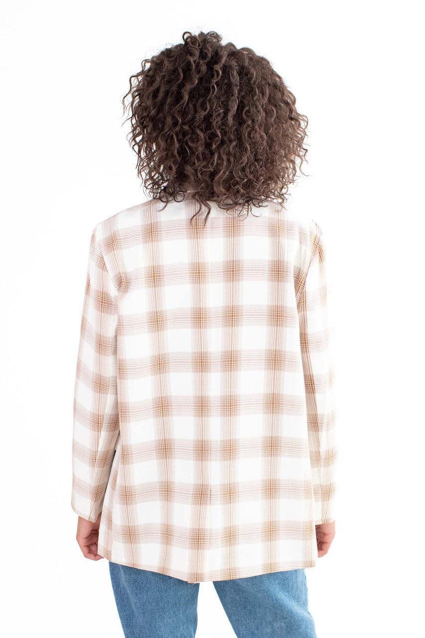 Beige Plaid Blazer Product Image
