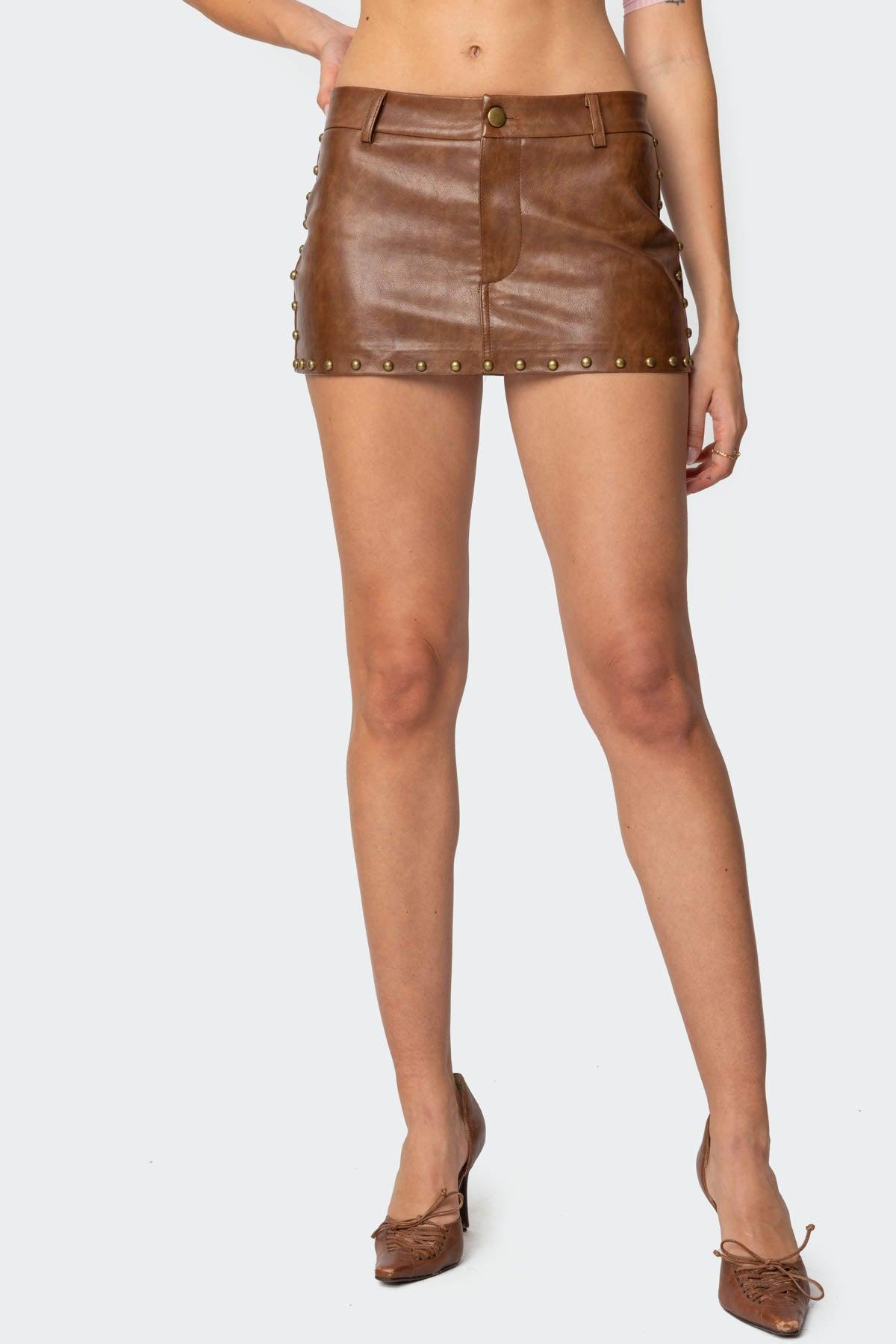 Studded Faux Leather Mini Skort Product Image