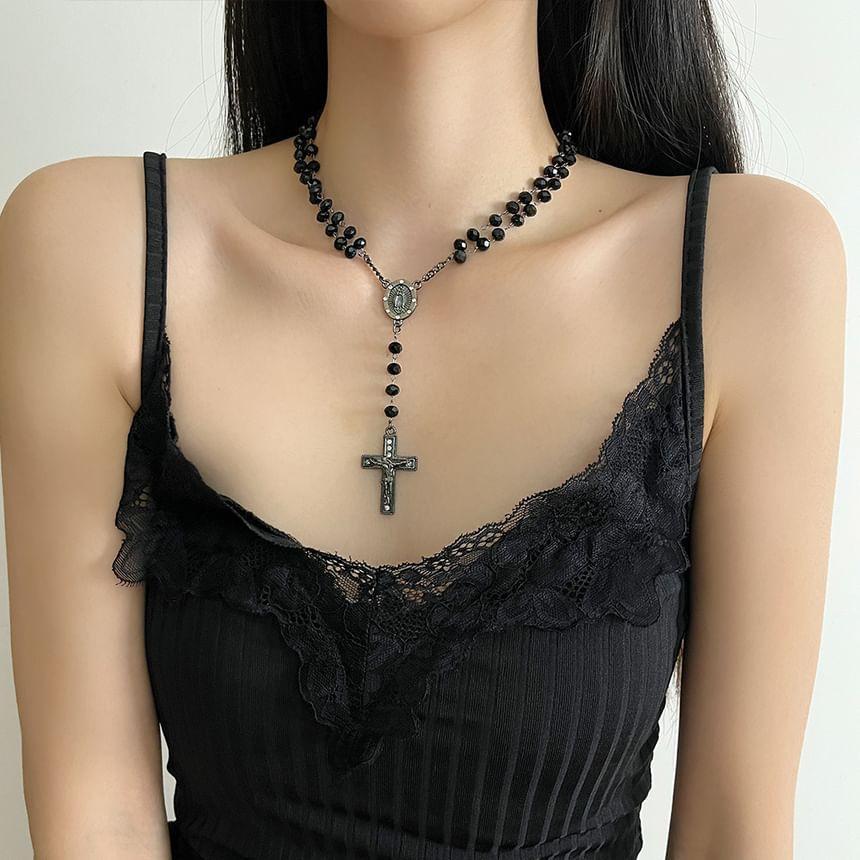 Cross Alloy Pendant Acrylic Bead Choker Product Image