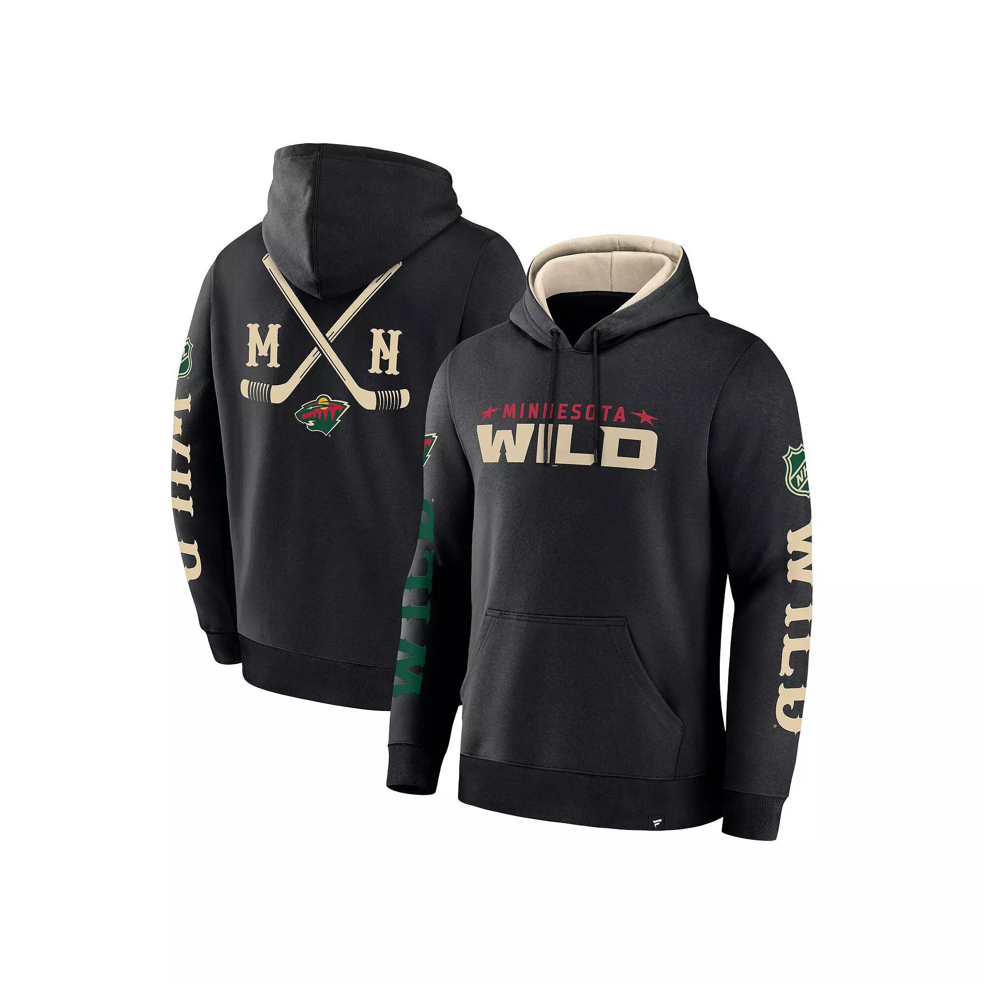 Men's Fanatics Black Minnesota Wild Big City Legacy Fleece Pullover Hoodie, Size: Small Product Image