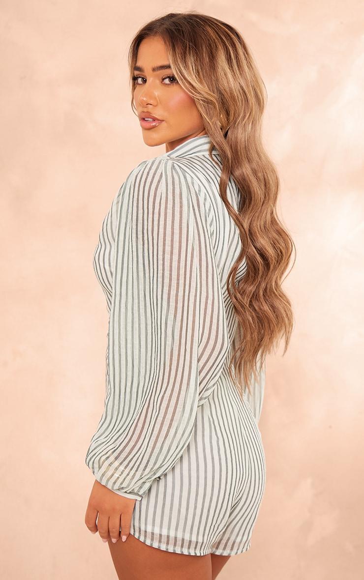 Cream Balloon Sleeve Shirt Romper Product Image