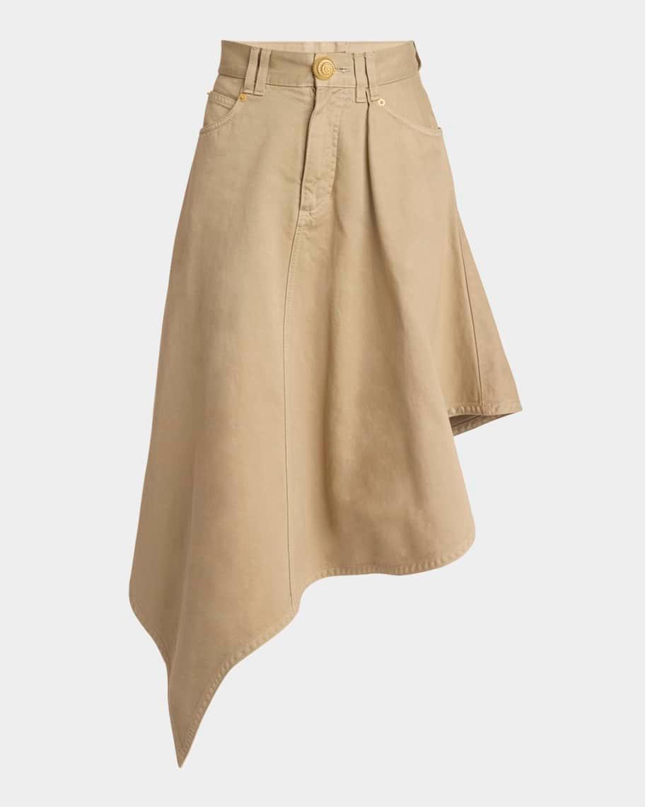 Asymmetric Cotton Canvas Midi Skirt Product Image