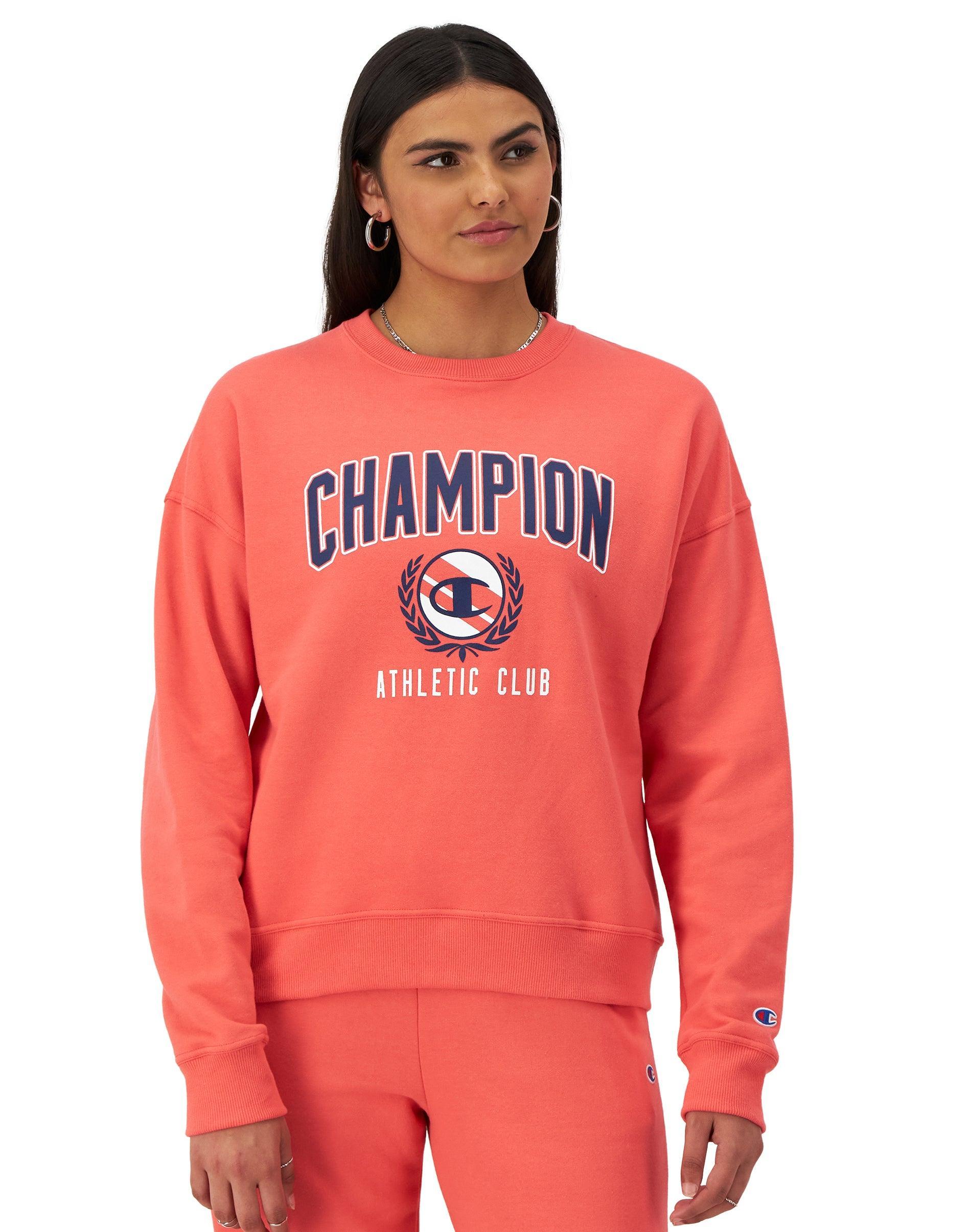 Champion Powerblend(r) Relaxed Crew (High Tide Coral) Women's Clothing Product Image