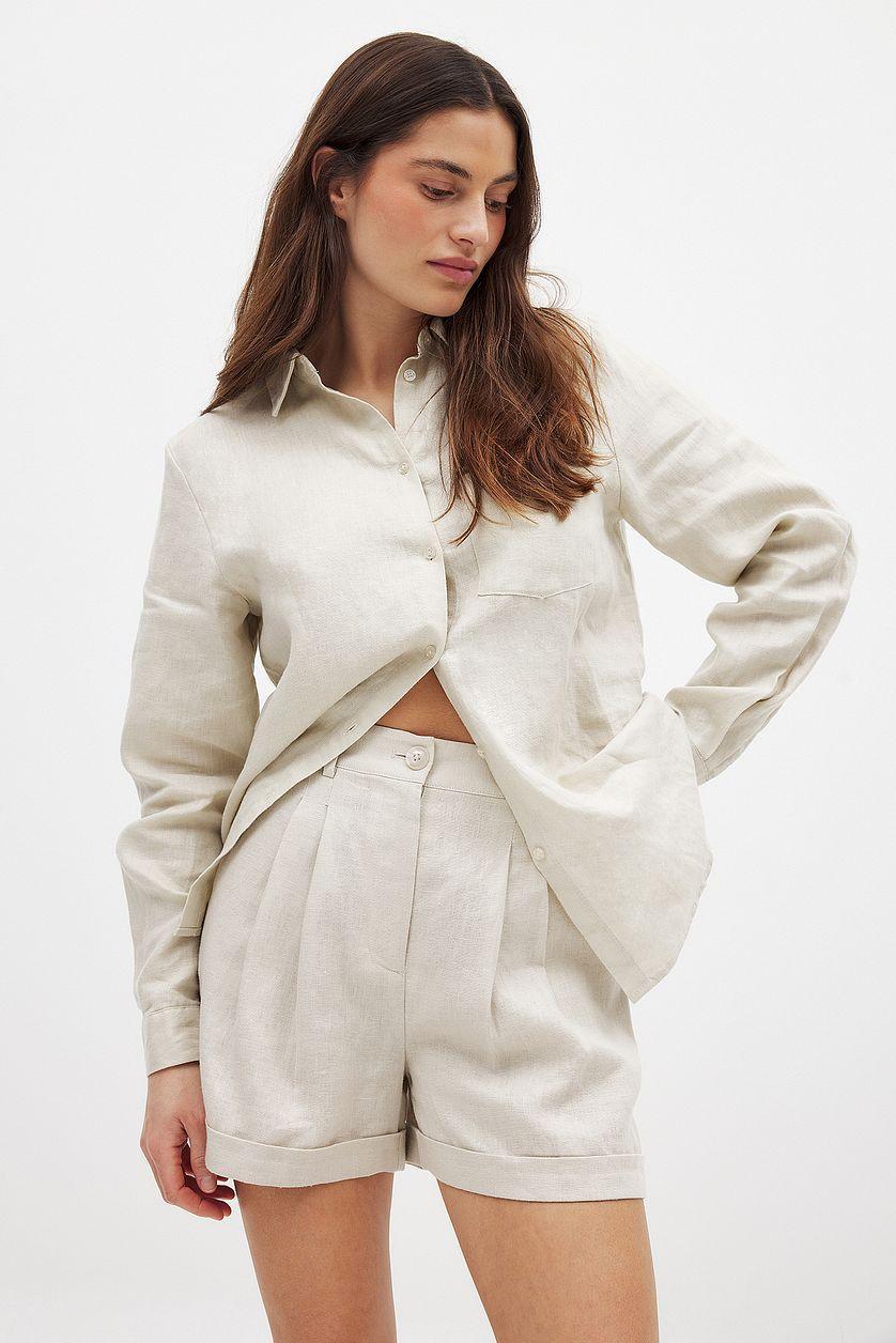 Linen Folded Shorts Product Image