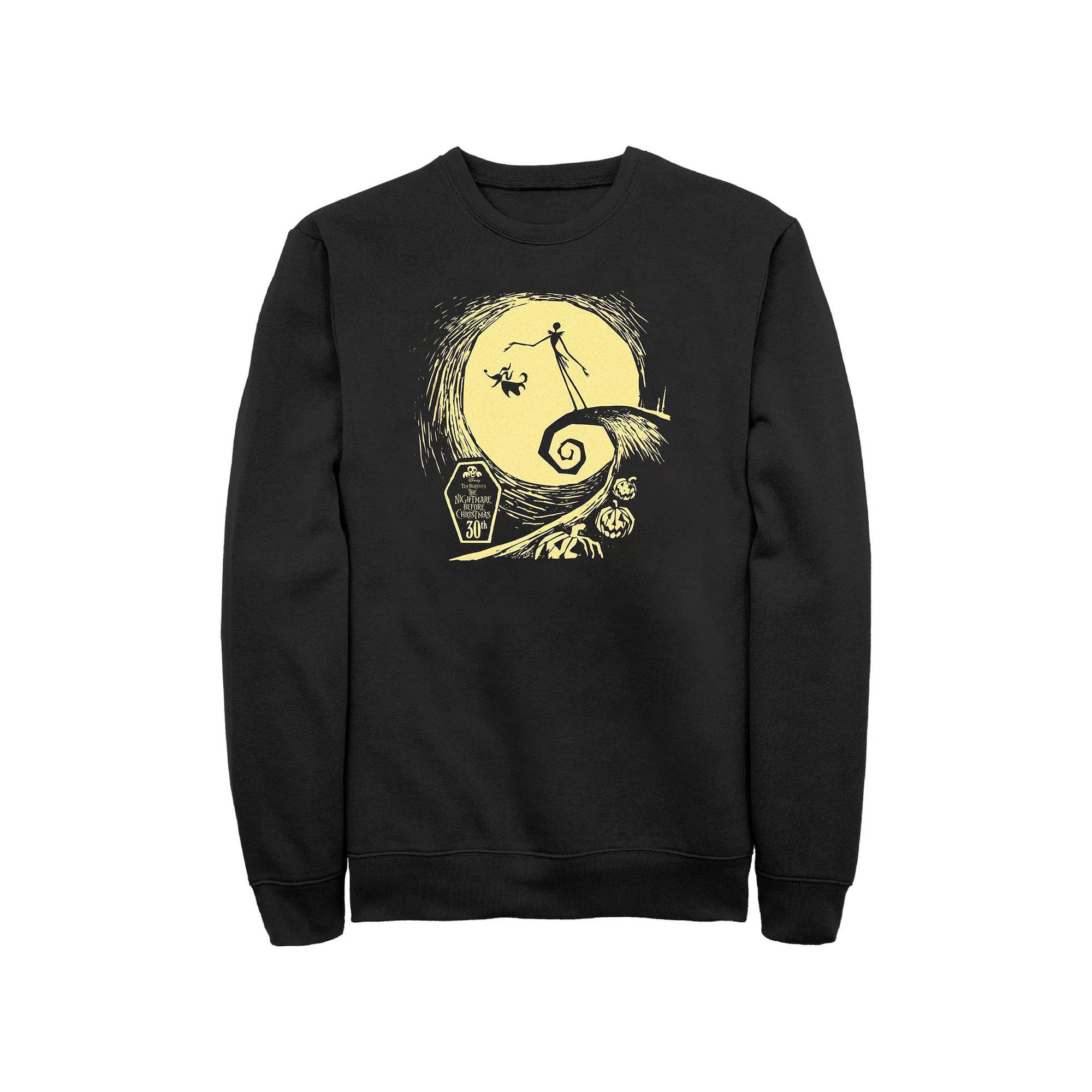 Disney's The Nightmare Before Christmas Spiral Hill 30th Men's Graphic Fleece, Size: Small, Black Product Image