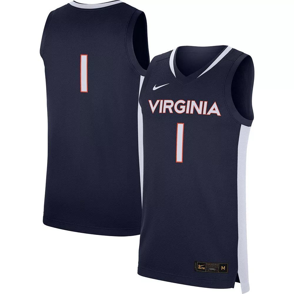 Men's Nike #1 Navy Virginia Cavaliers Replica Basketball Jersey, Size: Large, Blue Product Image