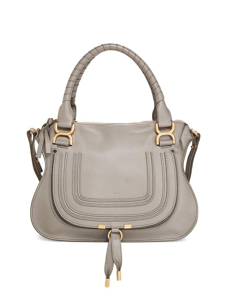 Marcie Medium Double Carry Satchel Bag in Grained Leather Product Image