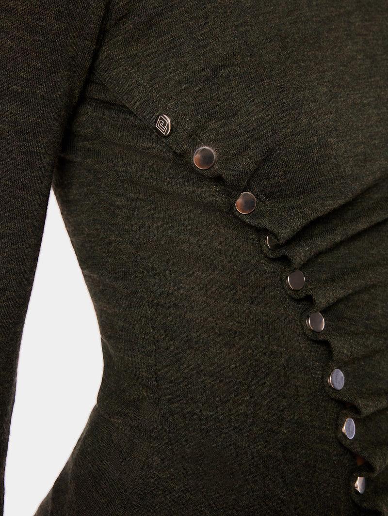 Khaki drapé pression top Product Image