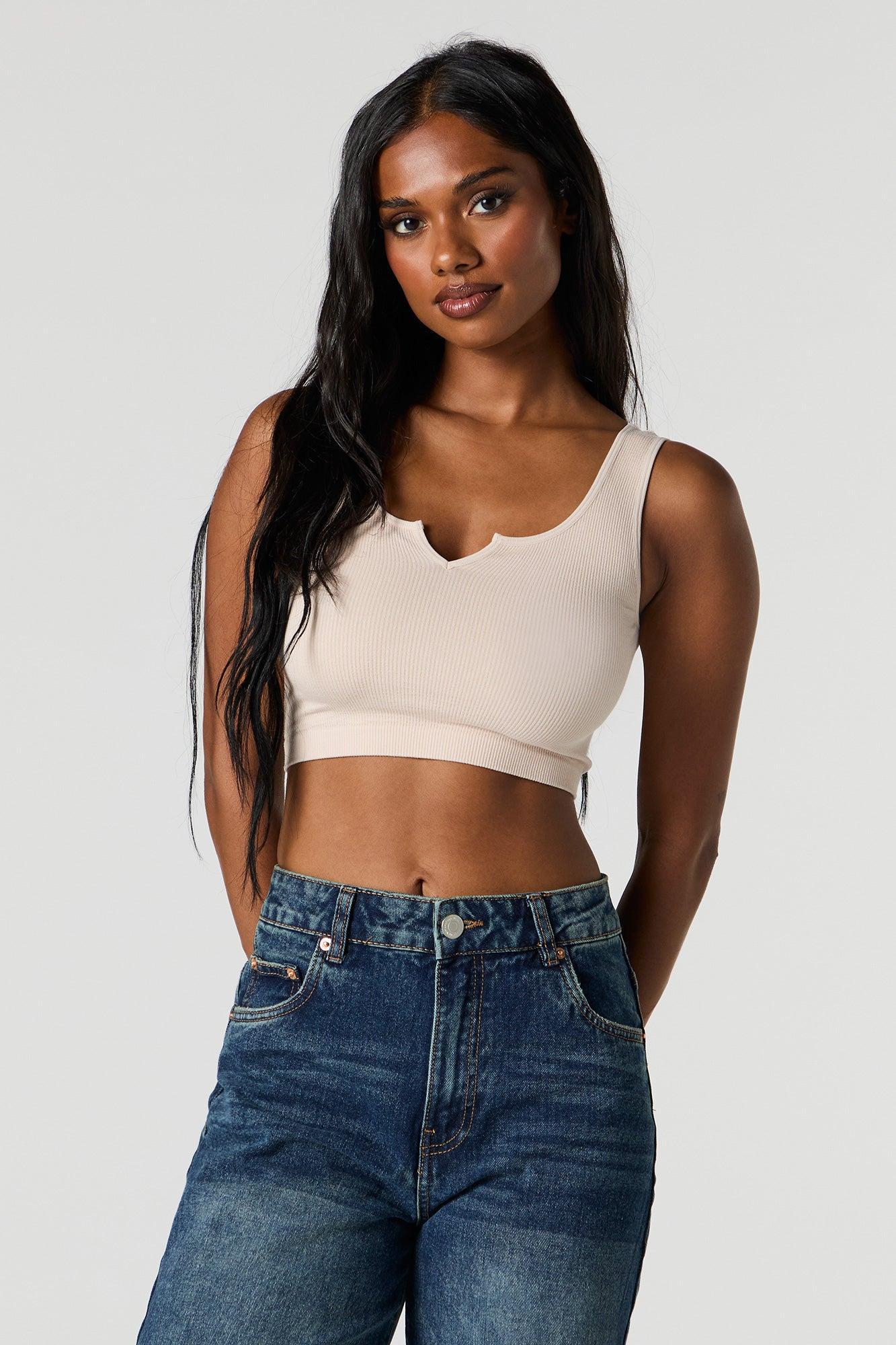 Seamless Scoop Neck Notch Cropped Tank Female Product Image