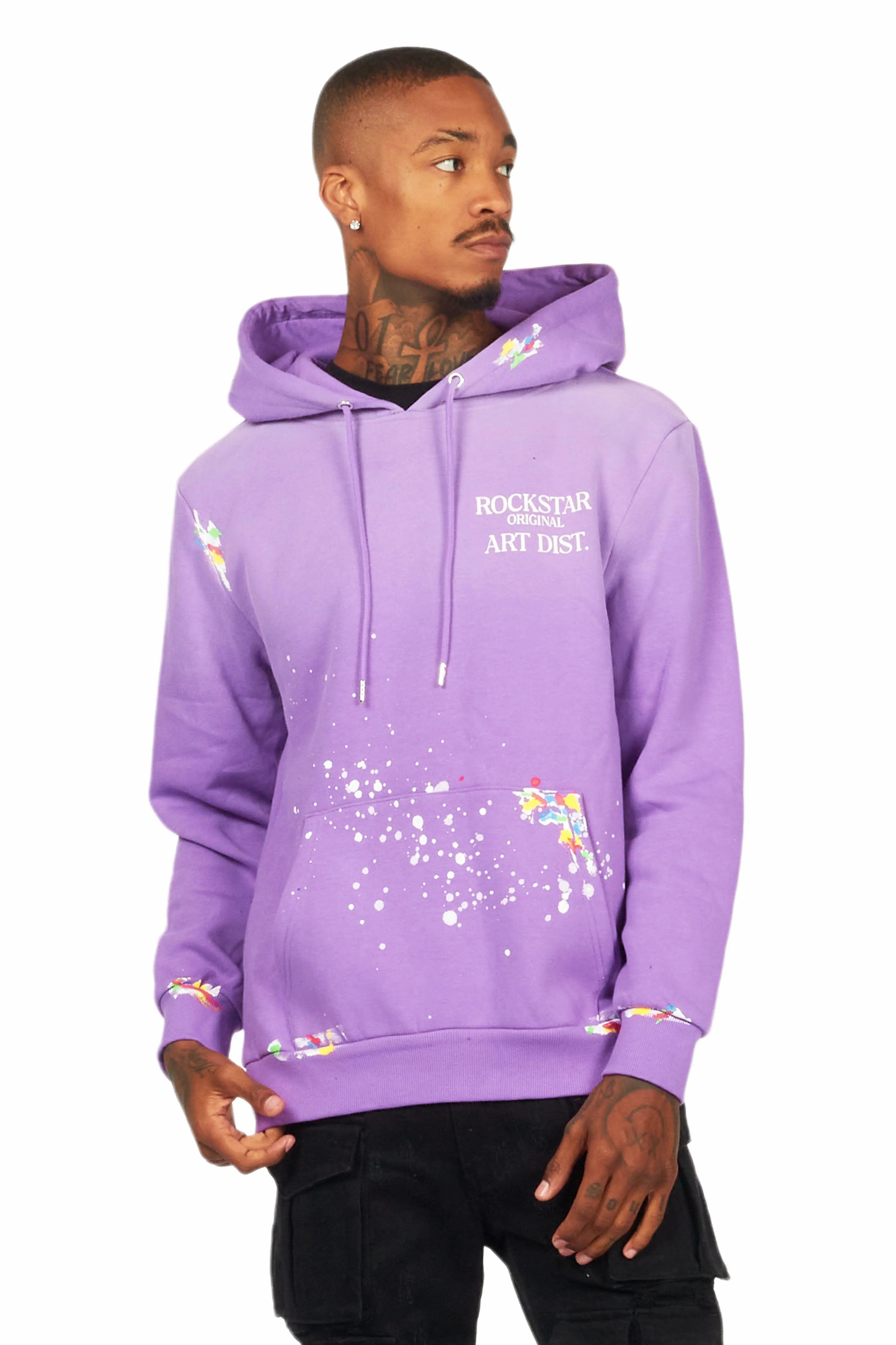 Rockstar Art Dist. Purple Graphic Hoodie Male Product Image