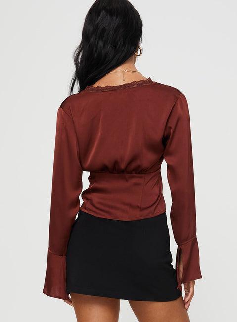 Hunton Long Sleeve Top Brown Product Image