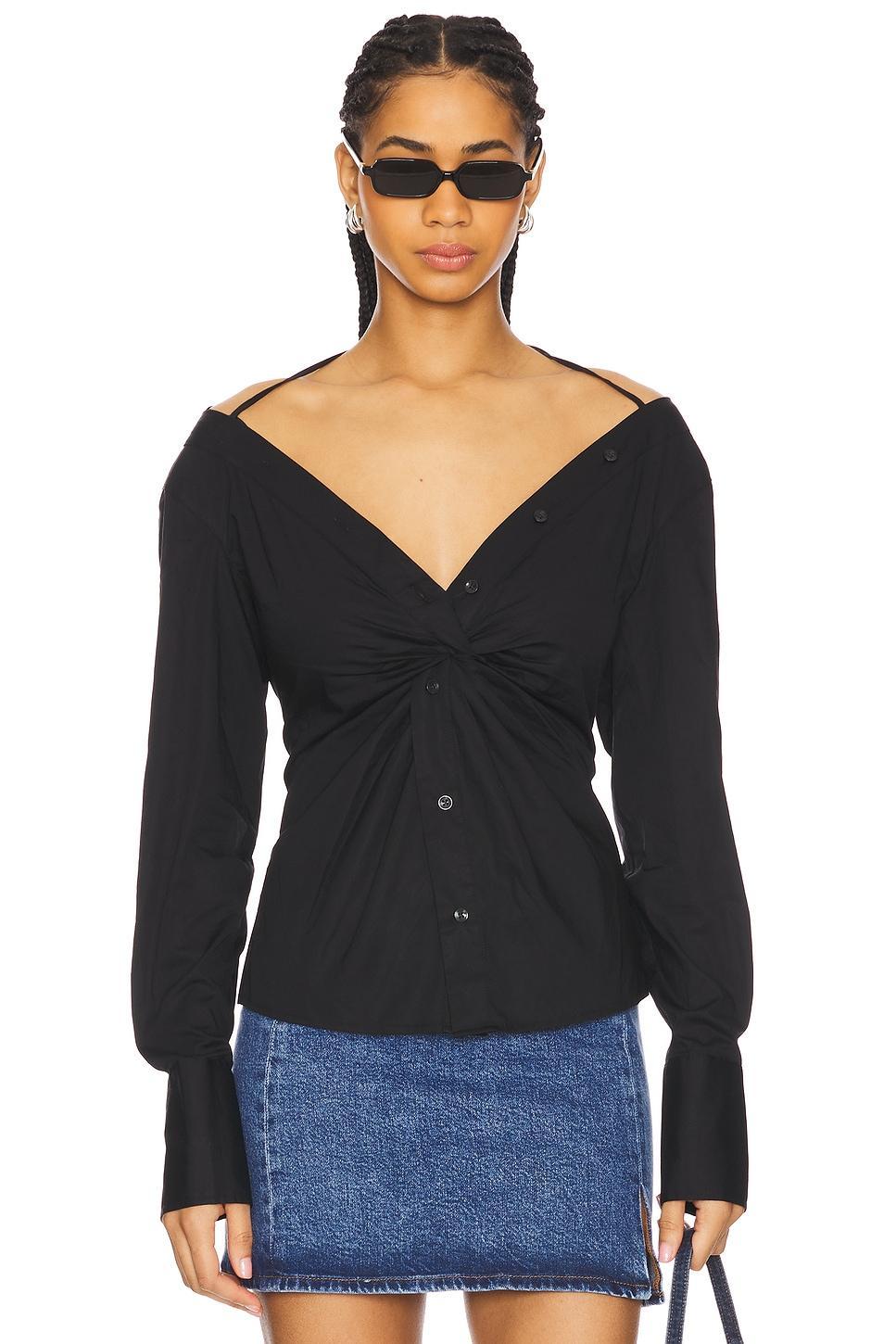 Poplin Off Shoulder Top Good American Product Image