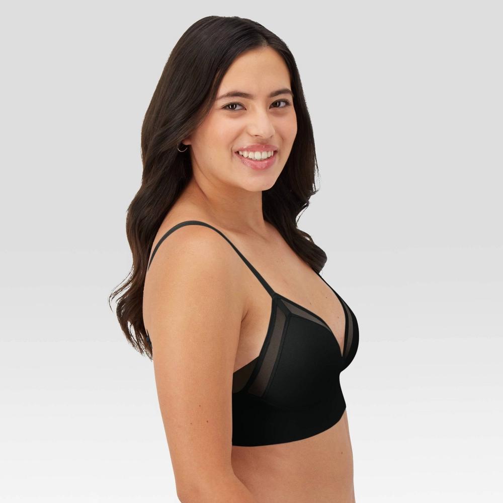 Maidenform M Womens Mesh Trim Triangle Bralette MBT105 - Black L Product Image