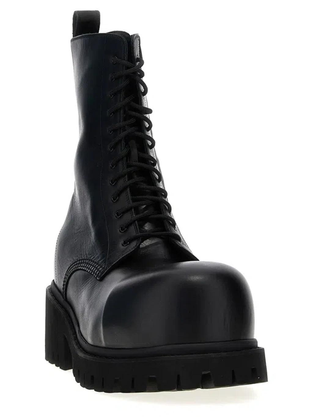 BALENCIAGA Chunky Sole Pull Tab Round Toe Boots In Black Product Image