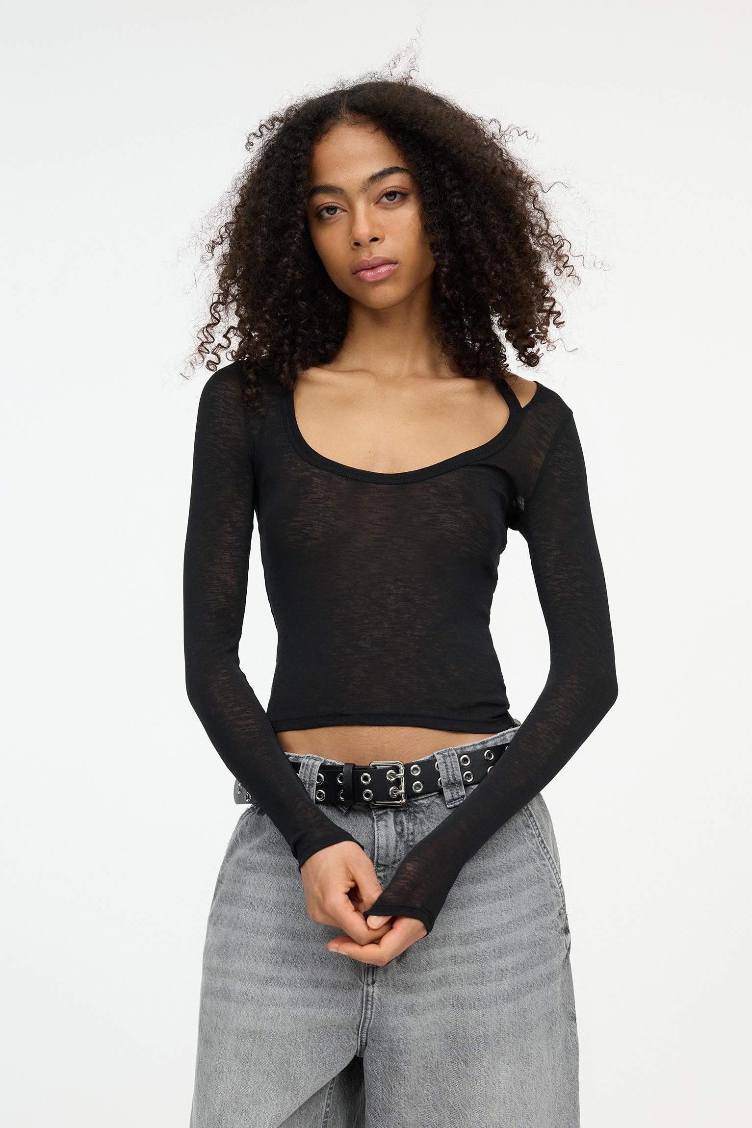 Double long sleeve strappy top Product Image