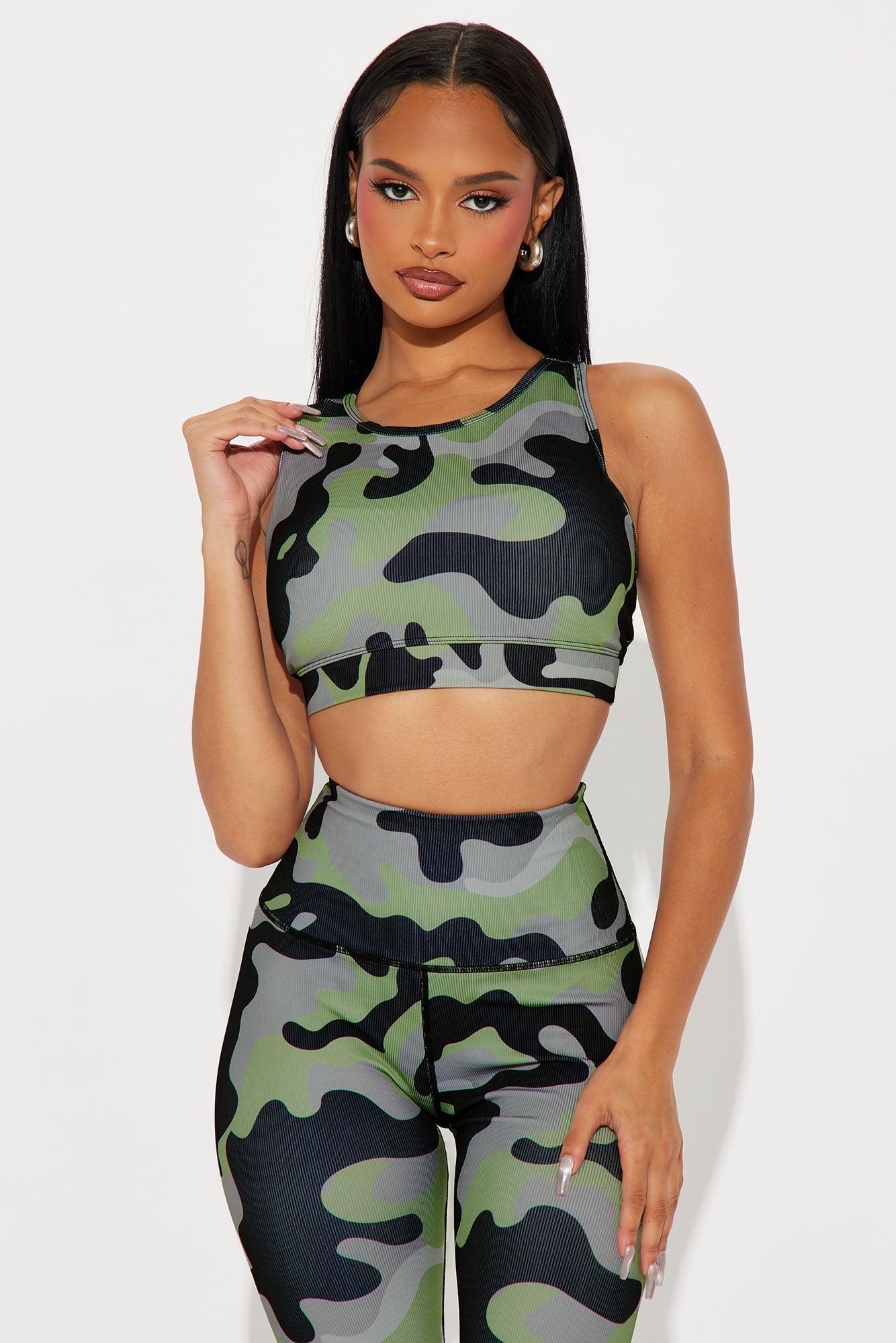 High Energy Camo Sports Bra - Grey/combo Product Image