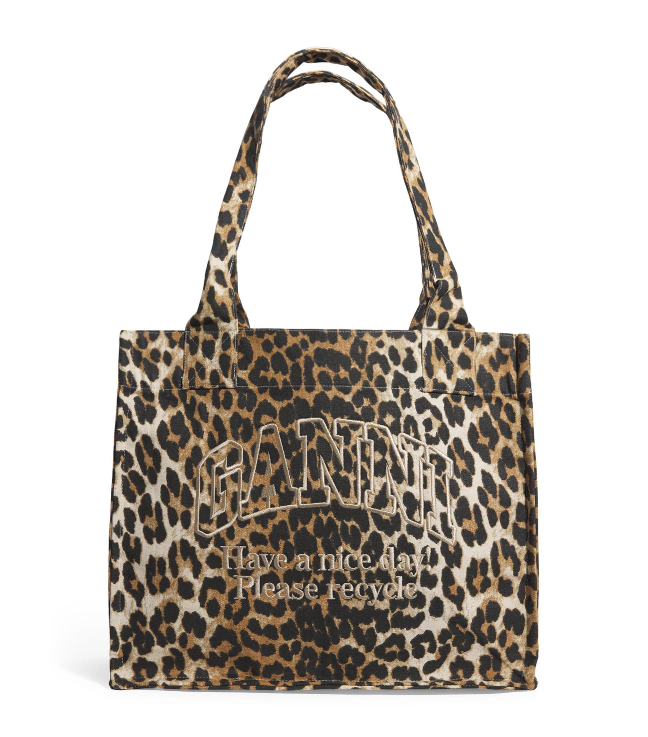 large leopard-print canvas tote bag Product Image