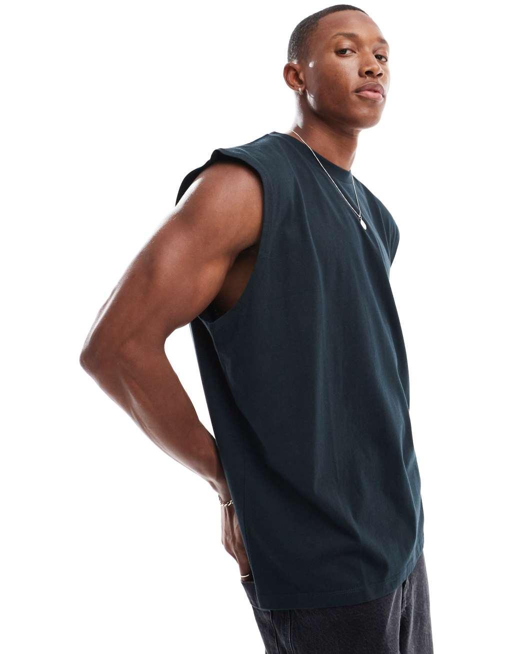 ASOS DESIGN oversized tank with back print in black Product Image