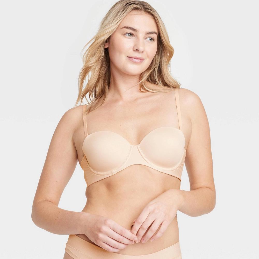 Womens Lightly Lined Strapless Bra - Auden Beige 36B Product Image