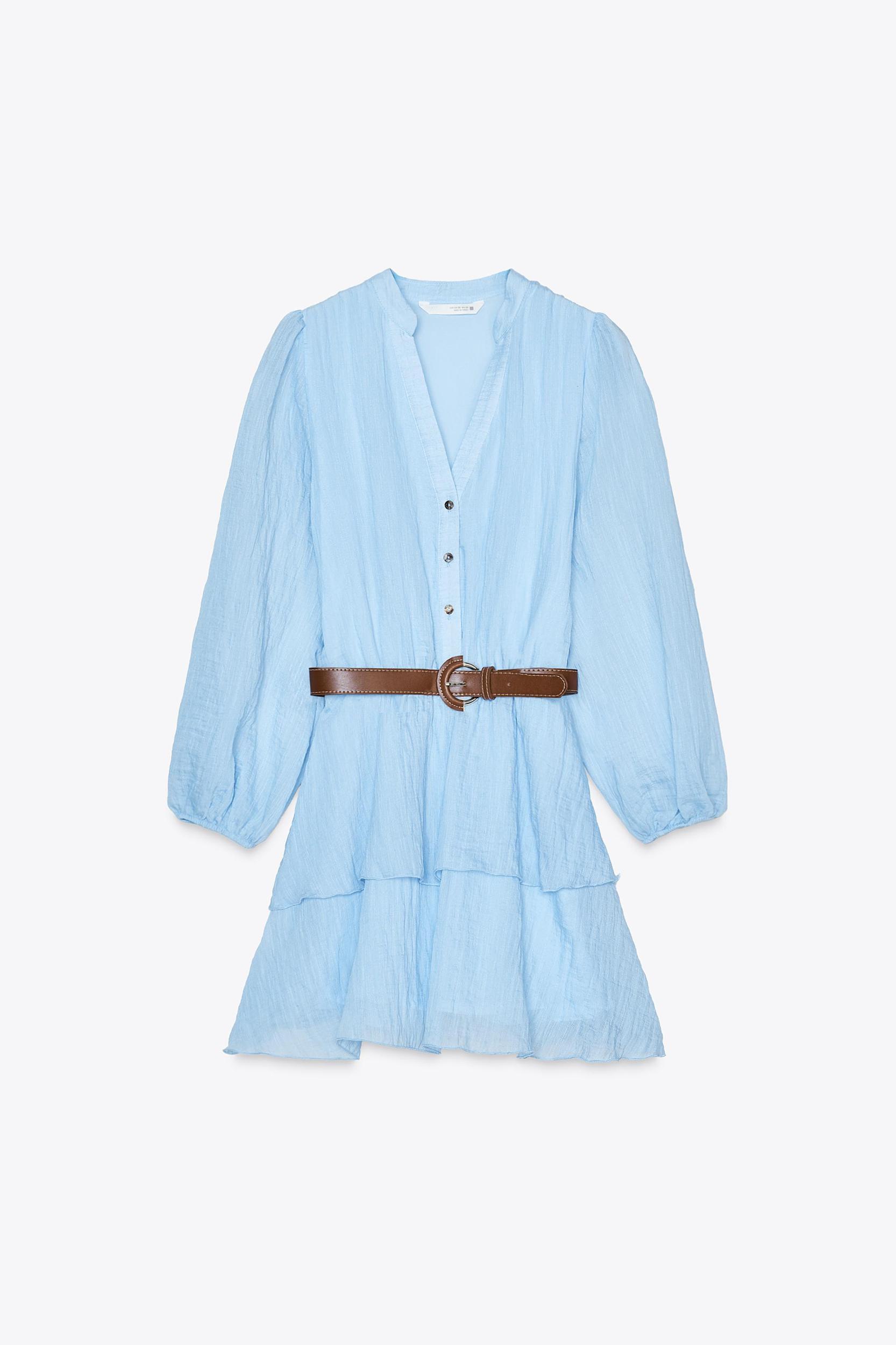 BELTED RUFFLED DRESS Product Image