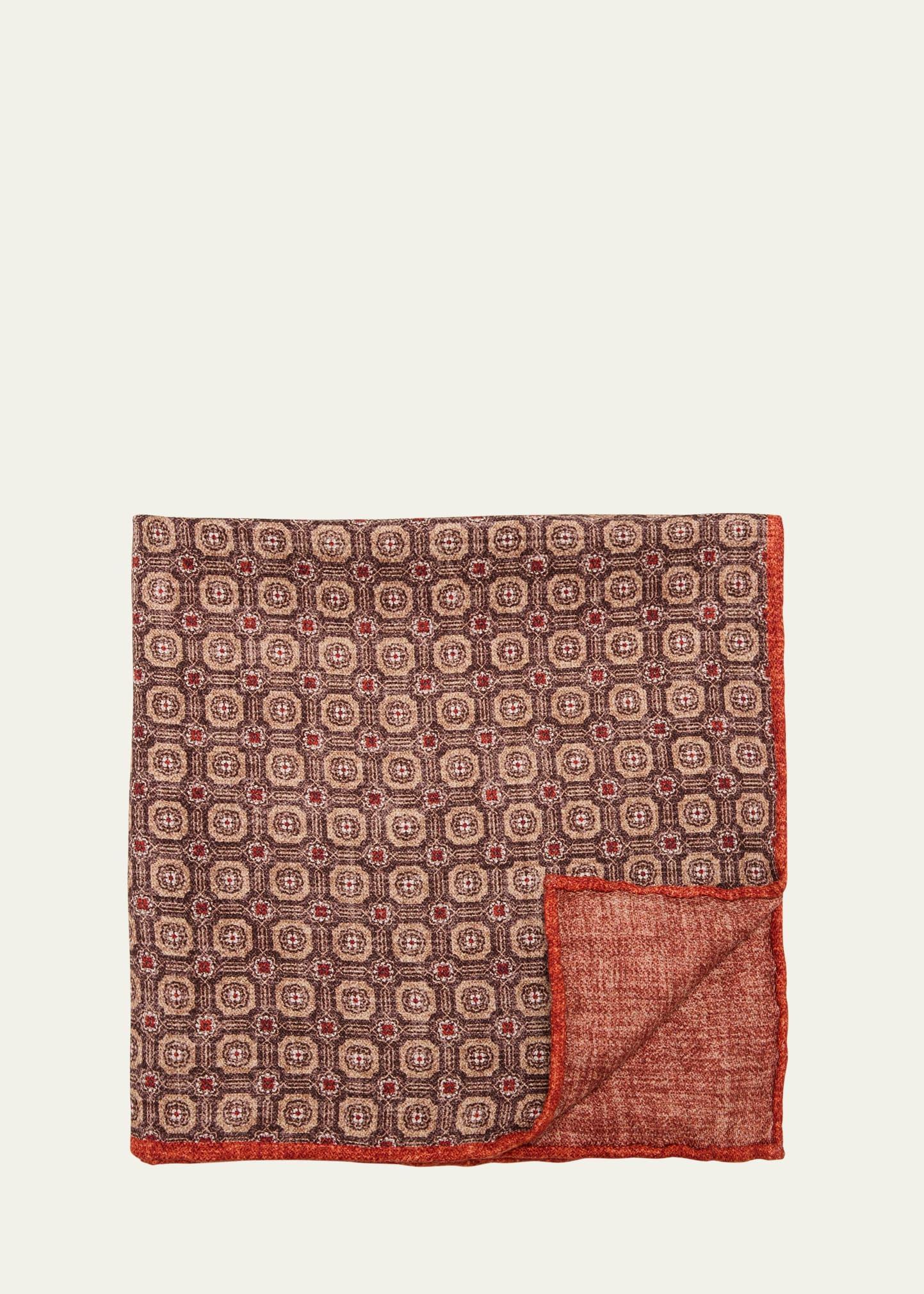 Mens Silk Geometric Pocket Square Product Image