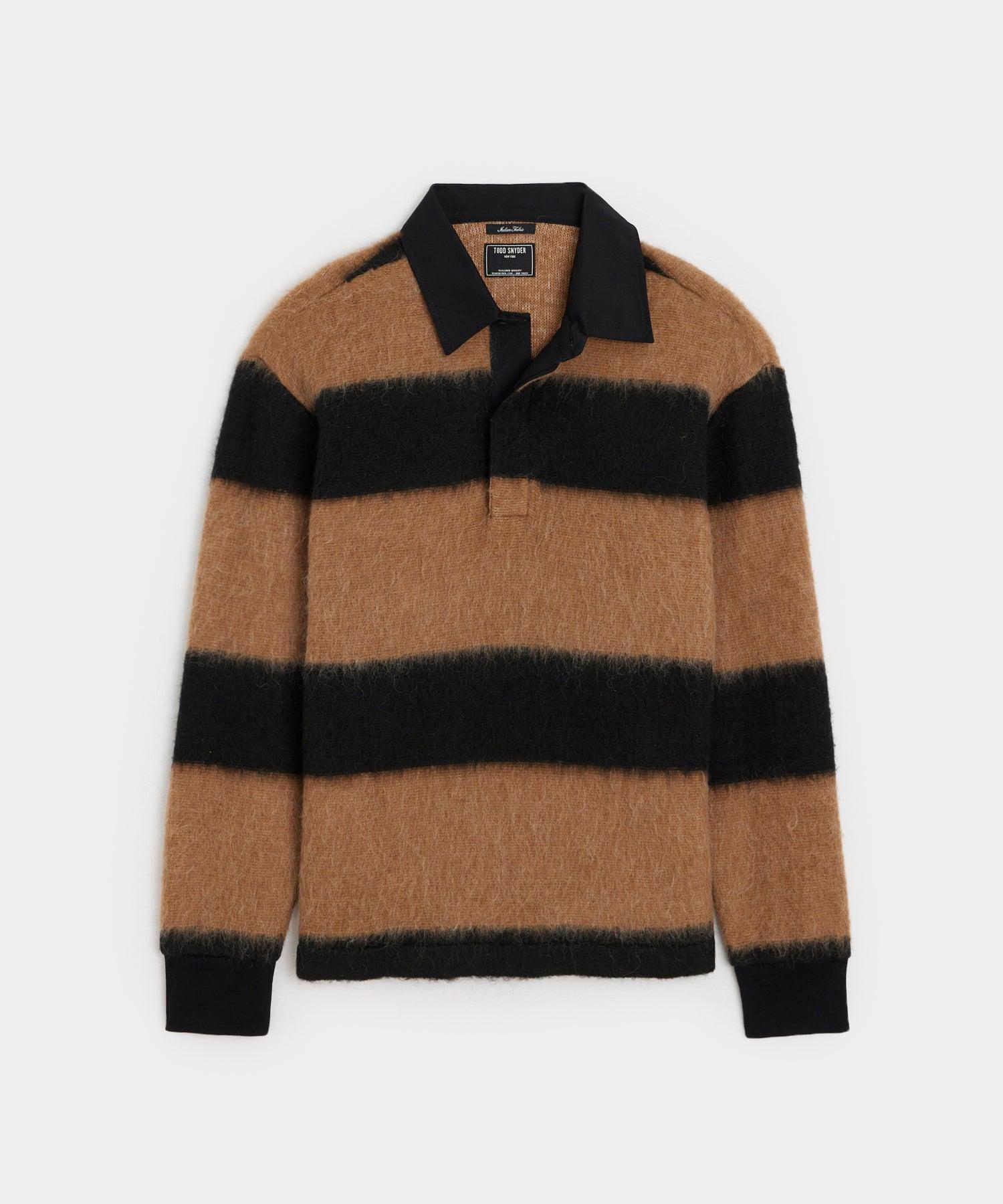 Mohair Striped Rugby Polo in Black Product Image