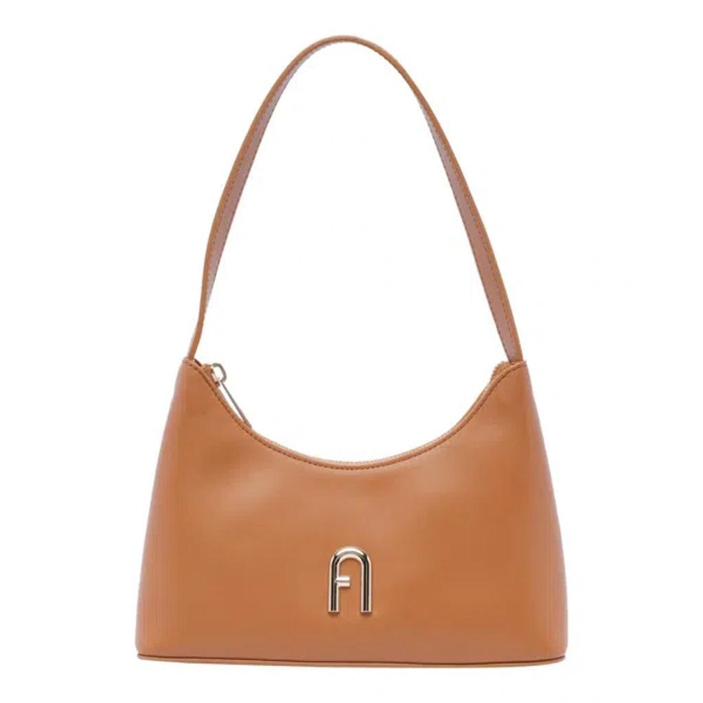 FURLA Diamante Logo Plaque Mini Shoulder Bag In Brown Product Image