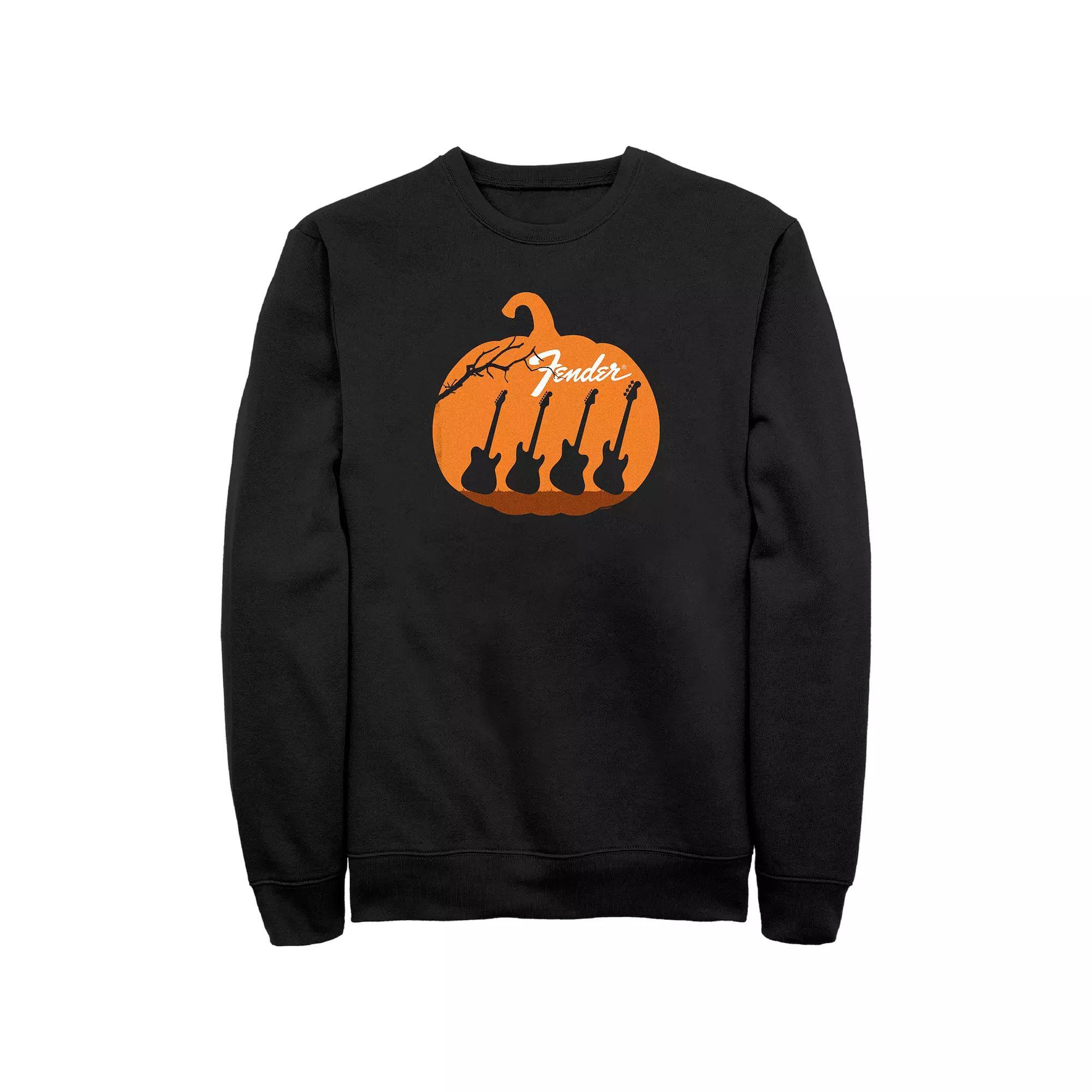 Men's Fender Halloween Pumpkin Guitars Silhouette Sweatshirt, Size: Large, Black Product Image