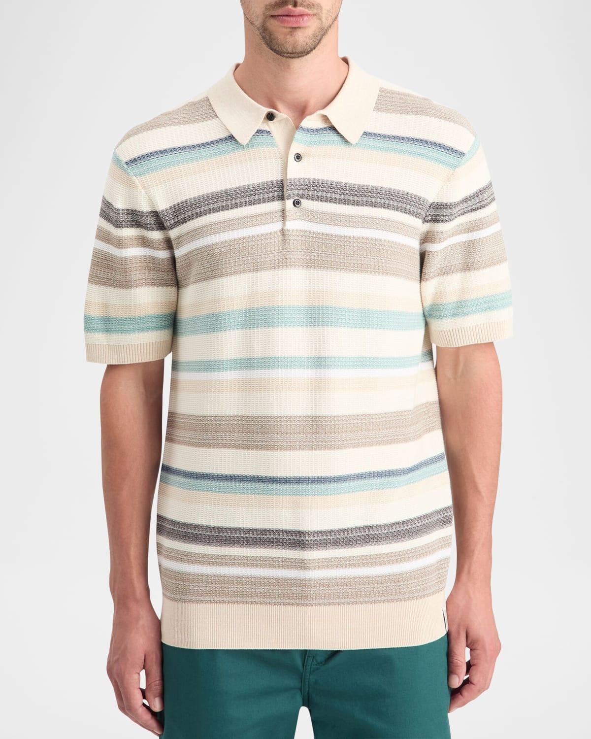 Mens Striped Knit Polo Shirt Product Image