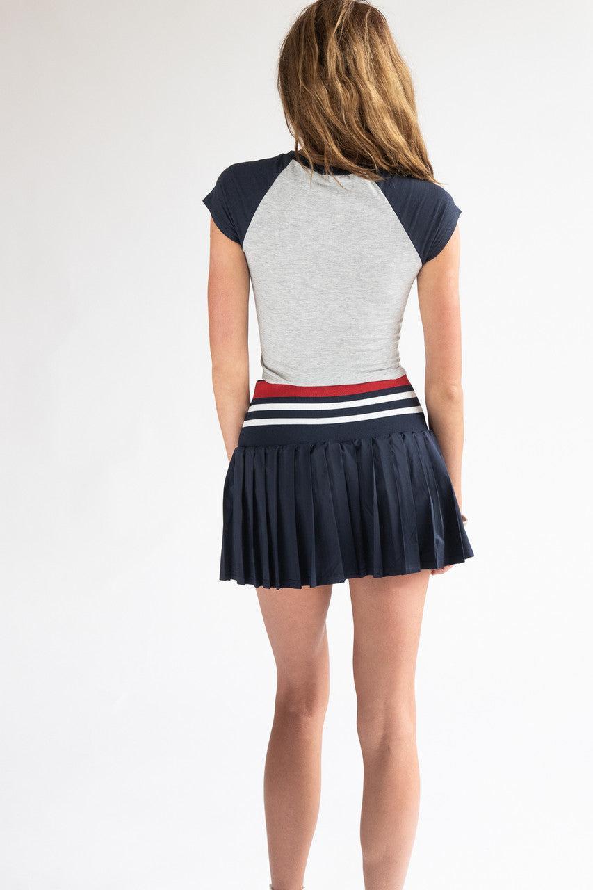 Striped Waist Pleated Skort Product Image