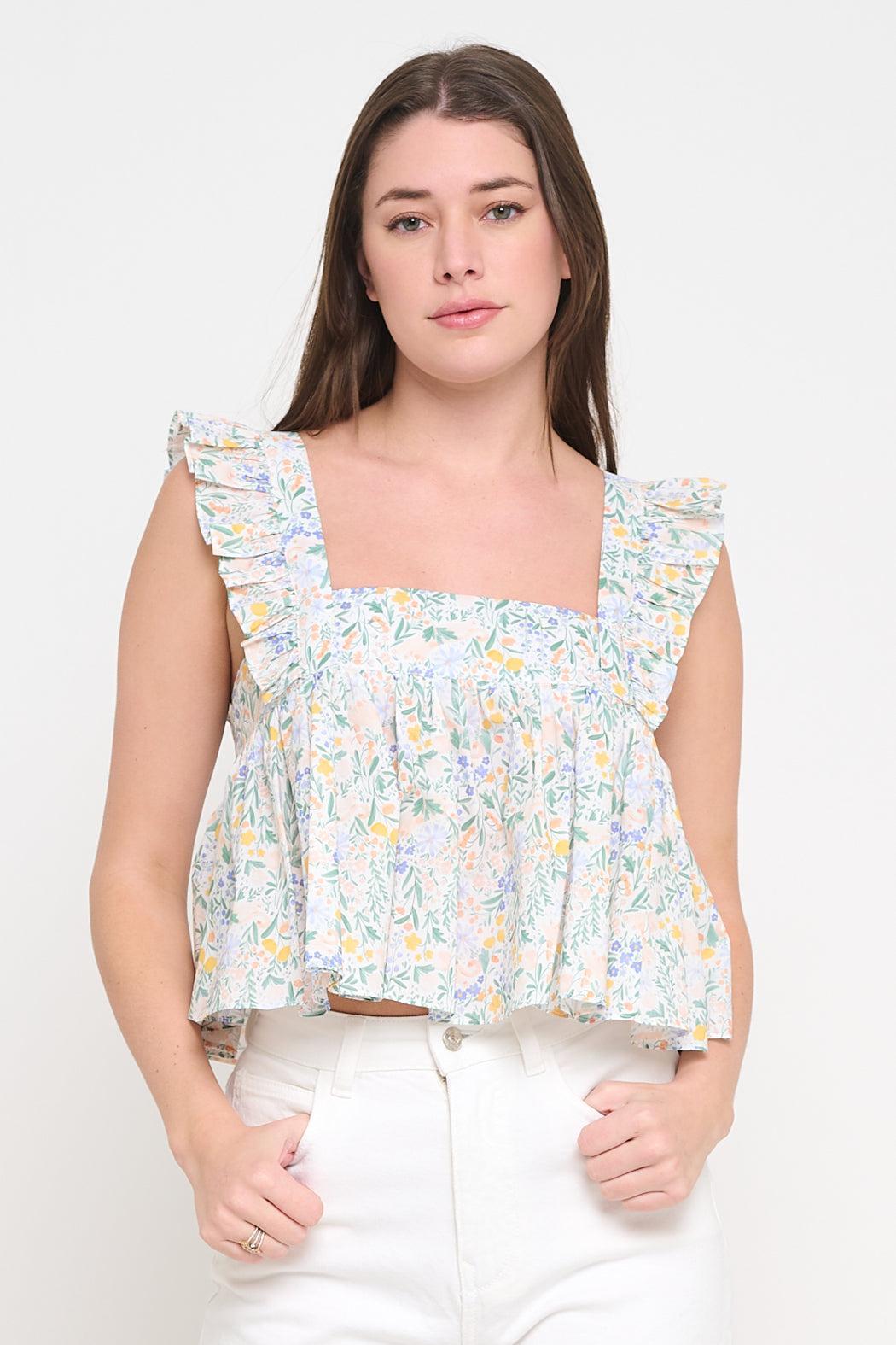 Square Neck Ruffle Strap Blouse Product Image