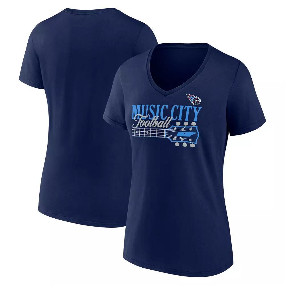Women's Fanatics Navy Tennessee Titans Hometown Defensive Stand V-Neck T-Shirt,  Product Image