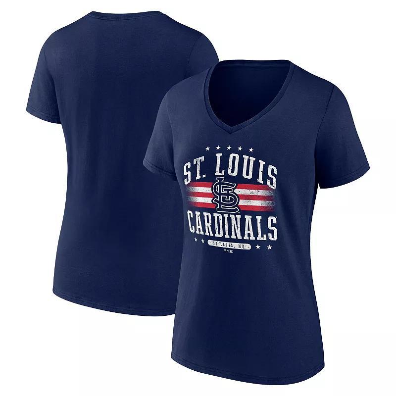 Women's Fanatics Branded Navy St. Louis Cardinals Americana V-Neck T-Shirt,  Product Image
