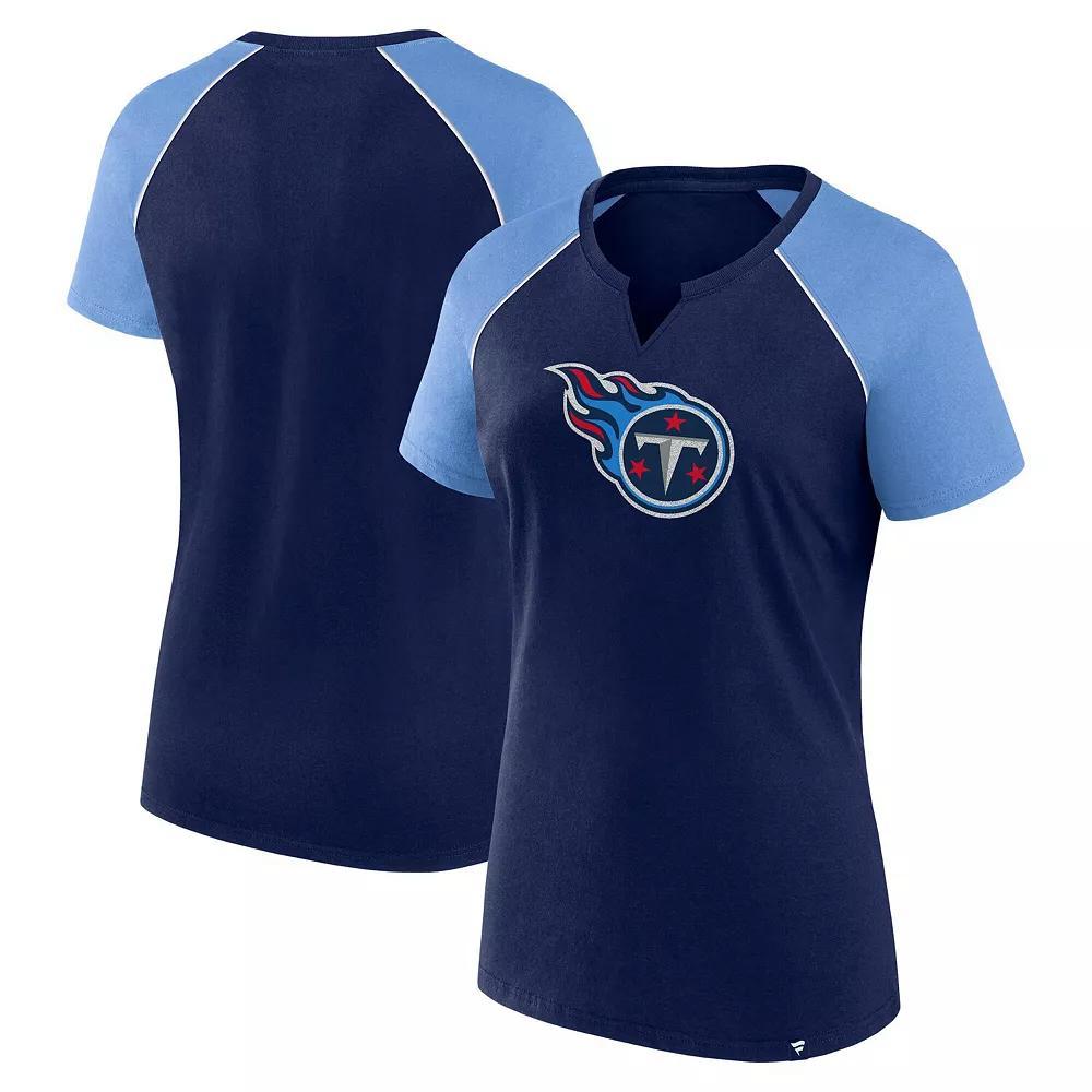 Women's Fanatics Navy/Light Blue Tennessee Titans Glittered Primary Raglan T-Shirt, Size: XL Product Image