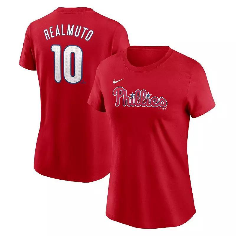 Women's Nike J.T. Realmuto Red Philadelphia Phillies Fuse Name & Number T-Shirt,  Product Image