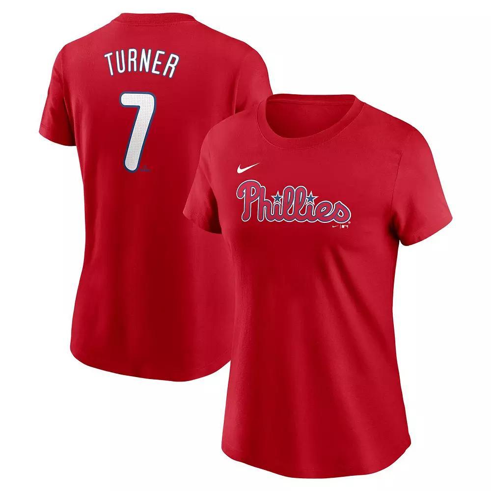 Women's Nike Trea Turner Red Philadelphia Phillies Fuse Name & Number T-Shirt, Size: 2XL Product Image