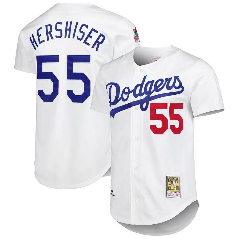 Men's Mitchell & Ness Orel Hershiser White Los Angeles Dodgers Cooperstown Collection Authentic Jersey, Size: 36 Product Image