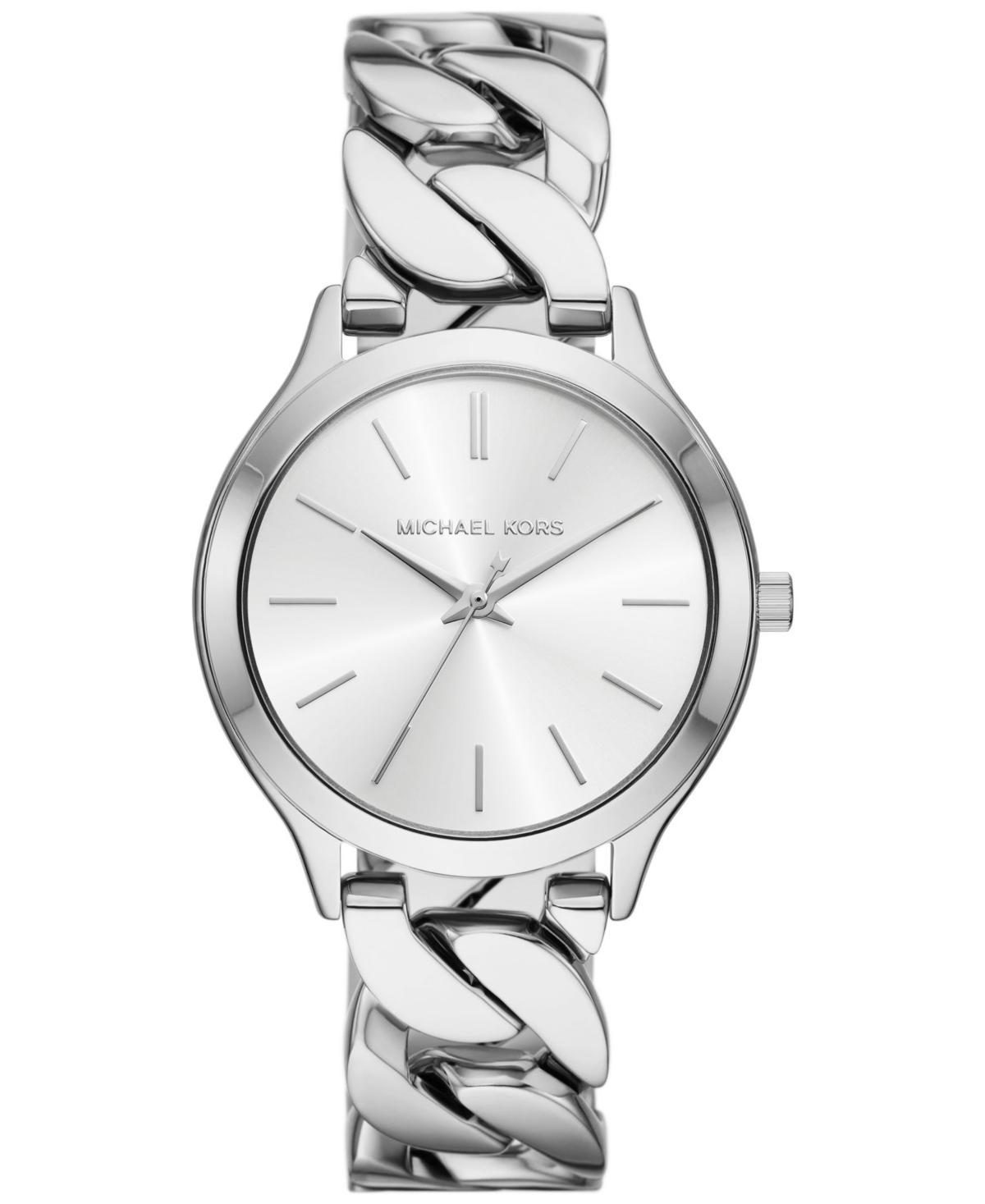 Michael Kors Womens Runway Three-Hand Stainless Steel Bracelet Watch Product Image