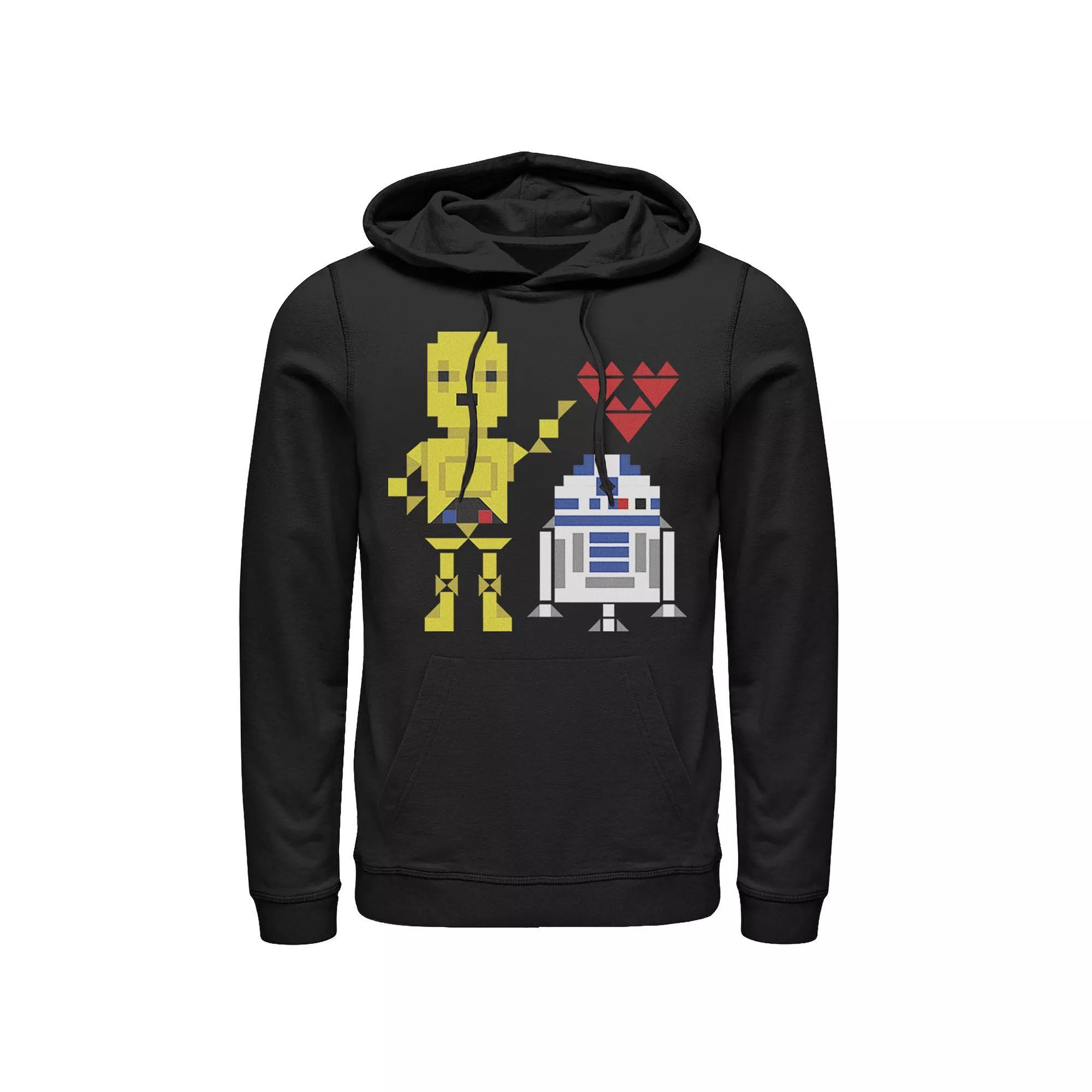 Men's Star Wars C-3PO R2-D2 Droid Love Valentine's Hoodie, Size: Large, Black Product Image