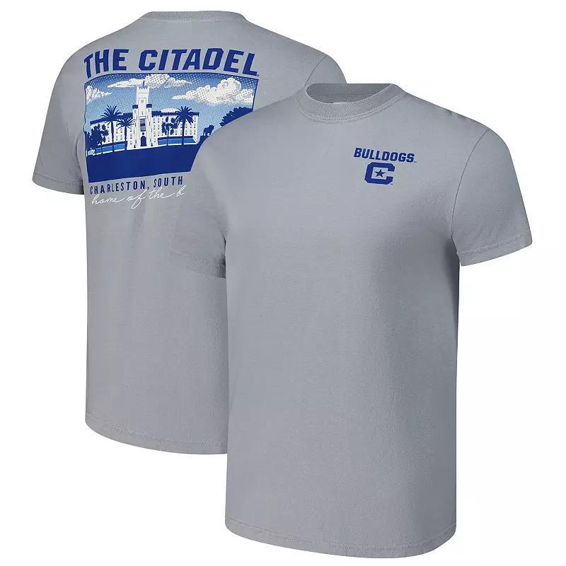 Mens Gray Citadel Bulldogs Campus Scenery Comfort Color T-Shirt Product Image