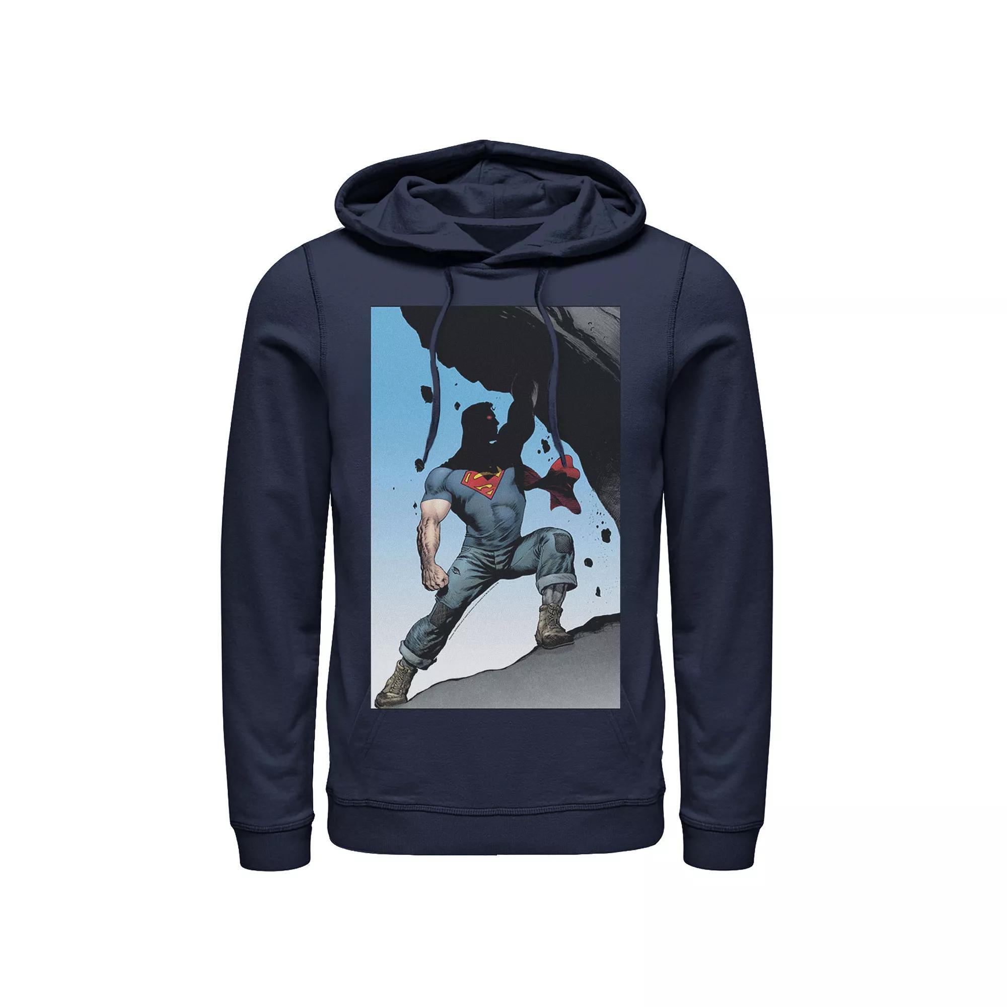 Men's DC Comics Superman Power Lift Comic Poster Hoodie, Size: 3XL, Blue Product Image