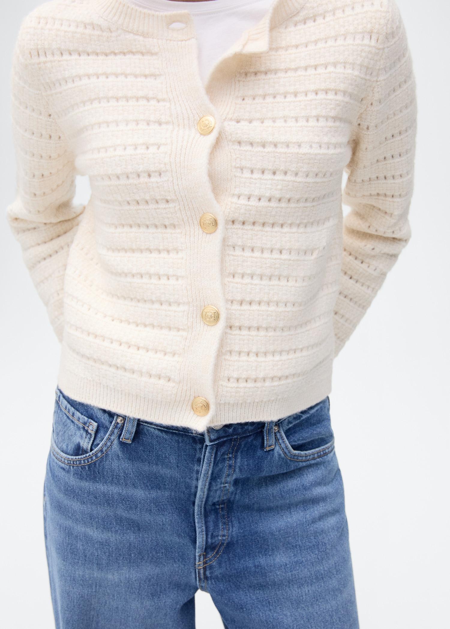 Knitted jacket with openwork details - Women | MANGO USA Product Image