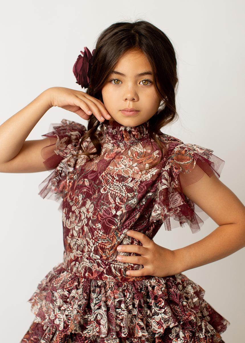 Anouk Petticoat Dress in Currant Floral Girls Product Image