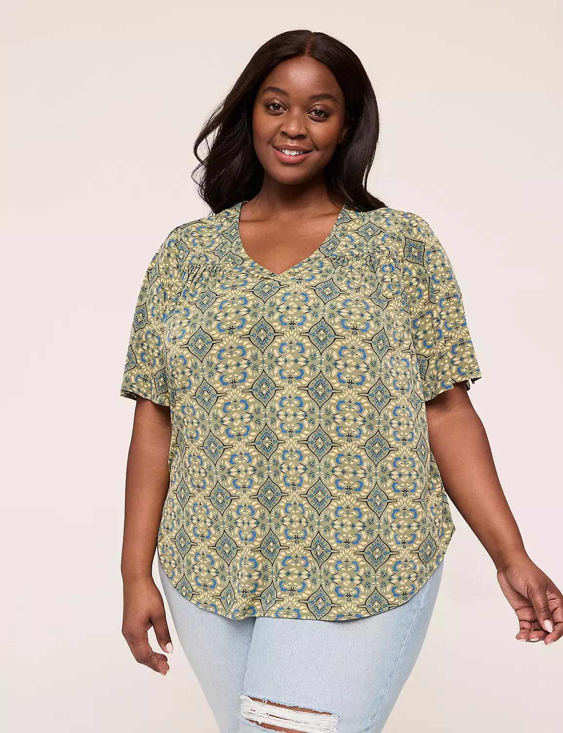 V-Neck Curved-Hem Top Product Image