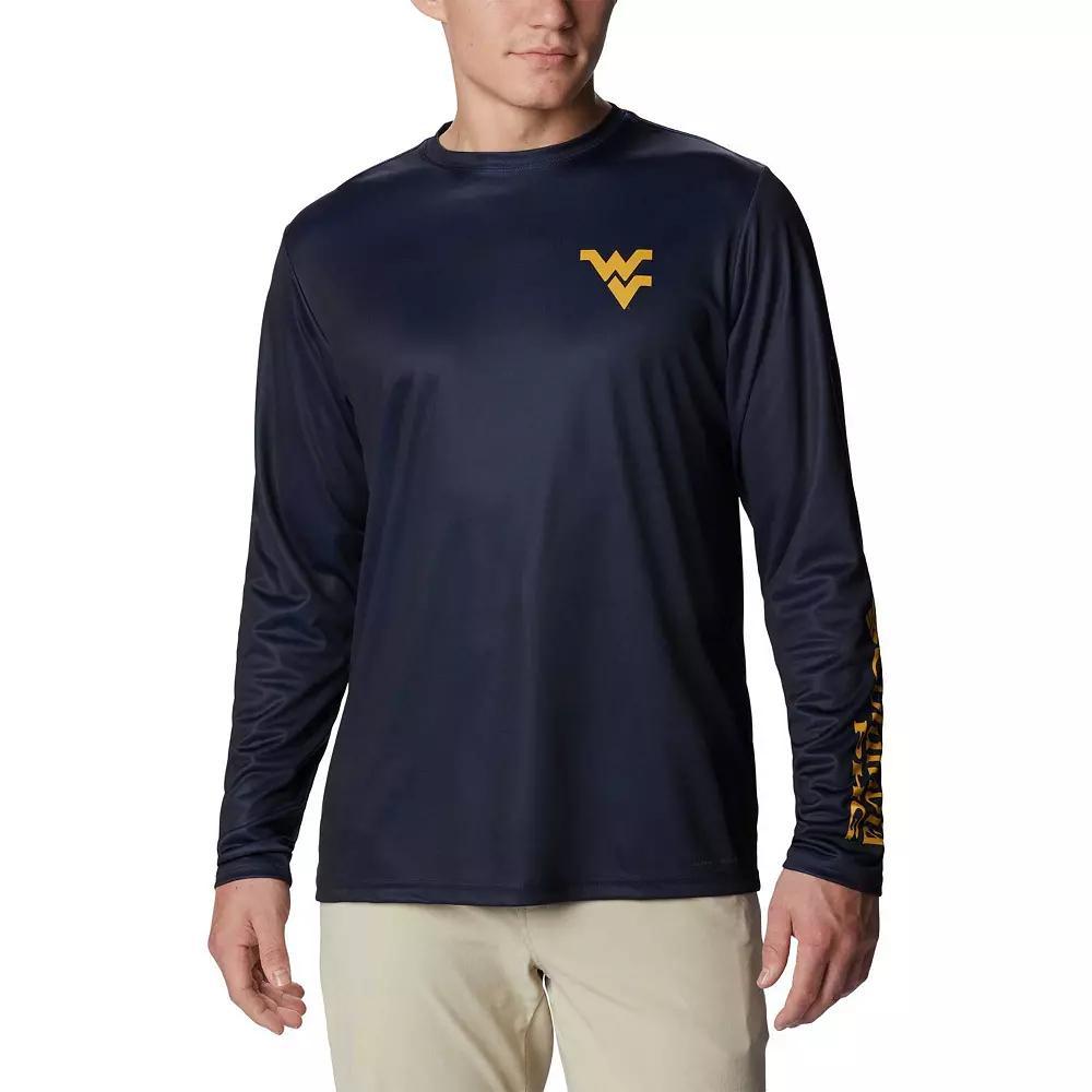 Men's Columbia Navy West Virginia Mountaineers Terminal Shot Omni-Shade Omni-Wick Long Sleeve T-Shirt, Size: Large, Blue Product Image